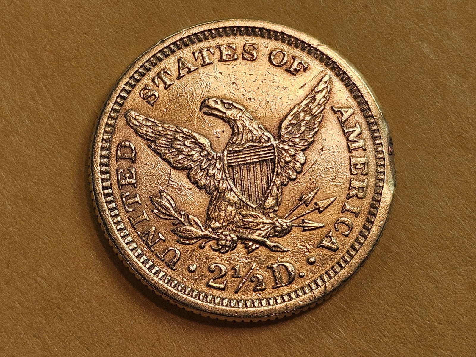 GOLD! Brilliant About Uncirculated 1873 Gold Liberty Head $2.5 Dollars - 4