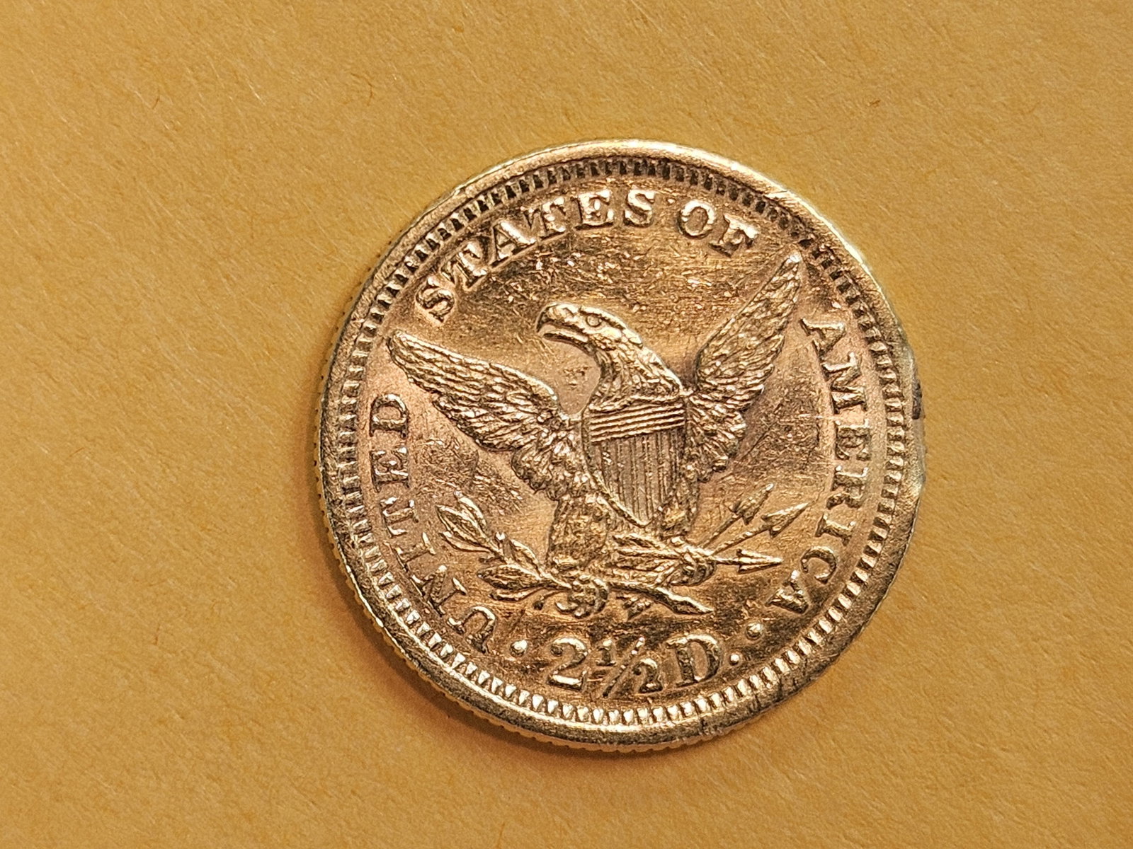 GOLD! Brilliant About Uncirculated 1873 Gold Liberty Head $2.5 Dollars - 5