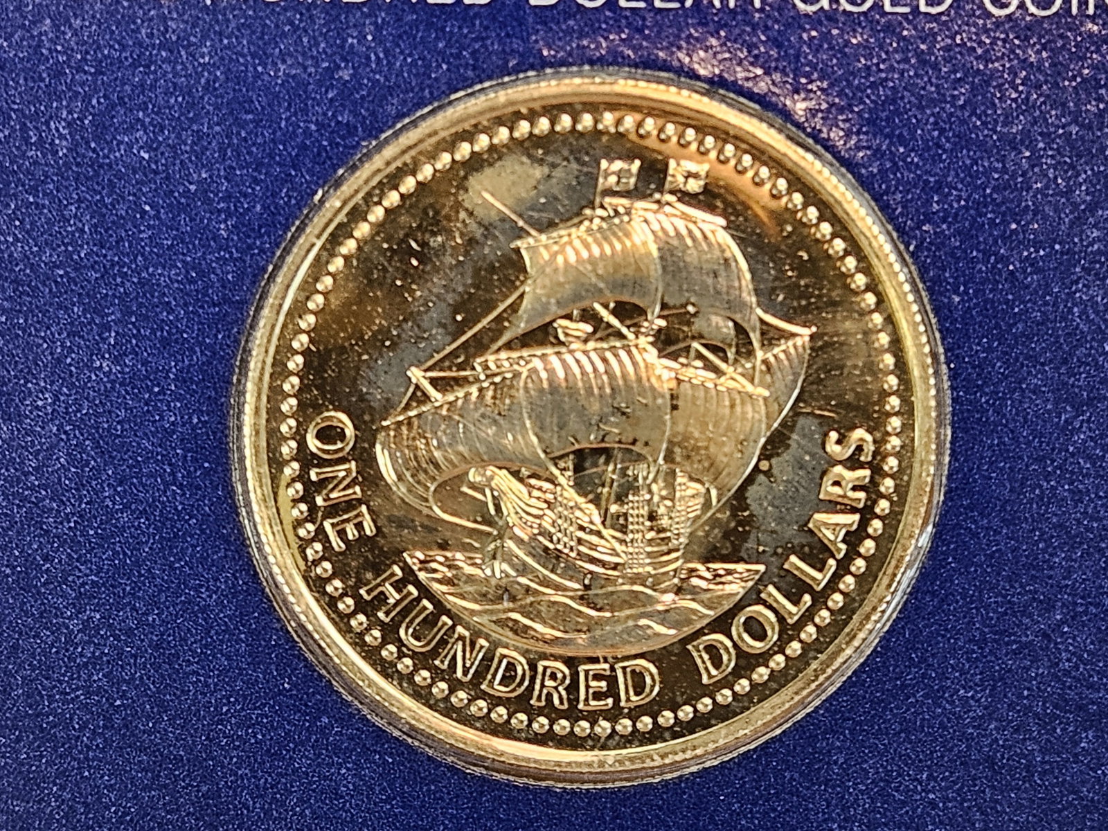 GOLD! GEM Proof Deep Cameo 1975 Barbados Gold $100 Dollars: KM # 18. In original government package
