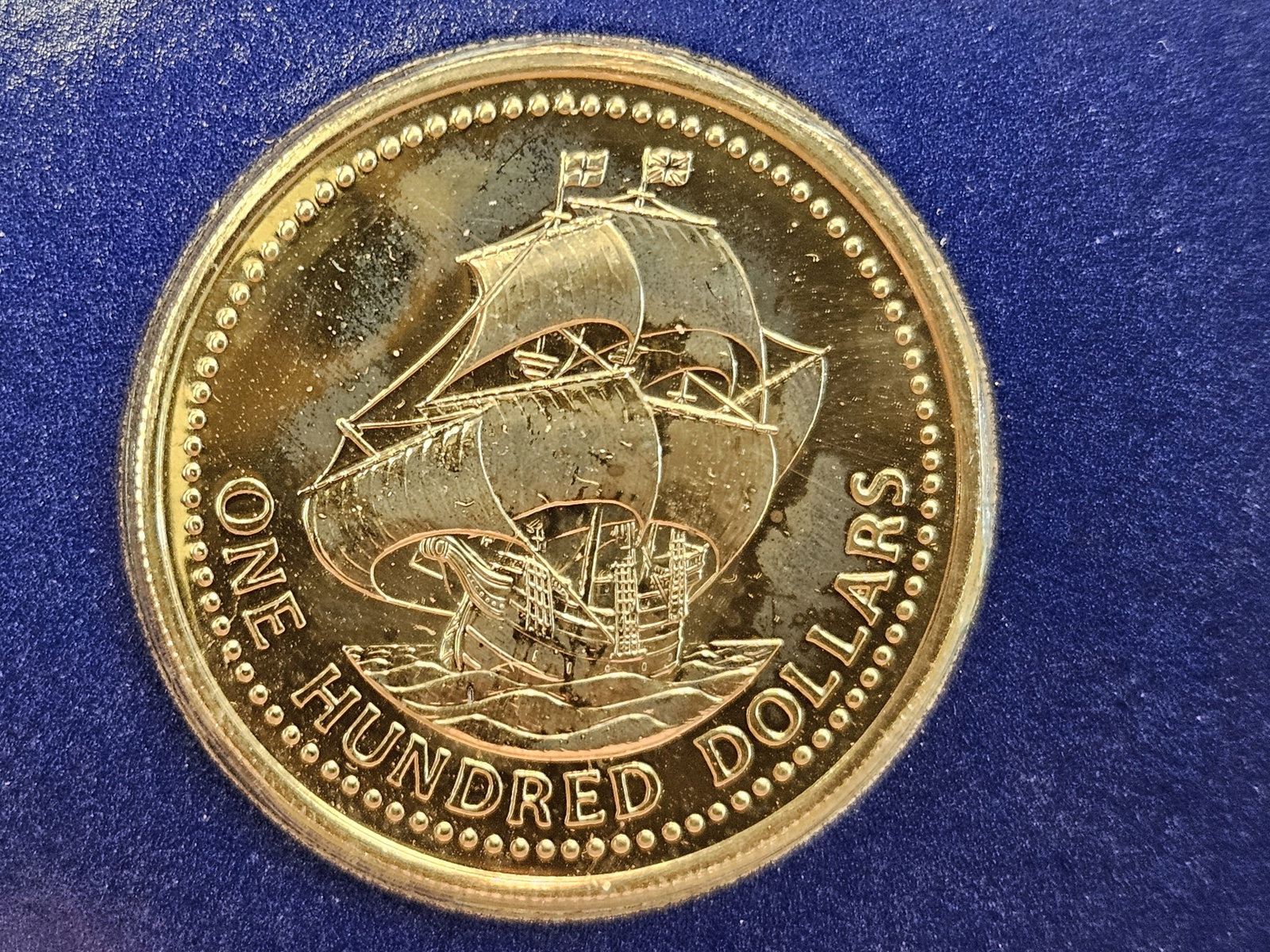 GOLD! GEM Proof Deep Cameo 1975 Barbados Gold $100 Dollars - 4
