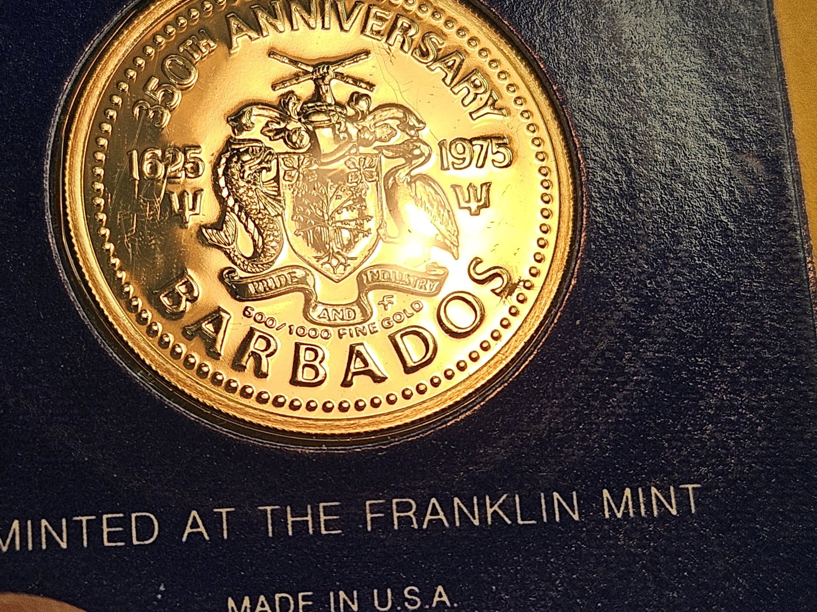 GOLD! GEM Proof Deep Cameo 1975 Barbados Gold $100 Dollars - 6