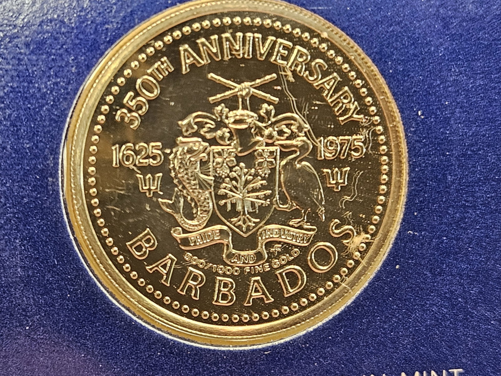 GOLD! GEM Proof Deep Cameo 1975 Barbados Gold $100 Dollars - 7