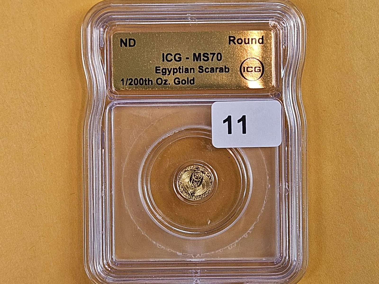 GOLD! PERFECT! ICG Gold Egyptian Scarab .9999 fine gold in Mint State 70 - 2