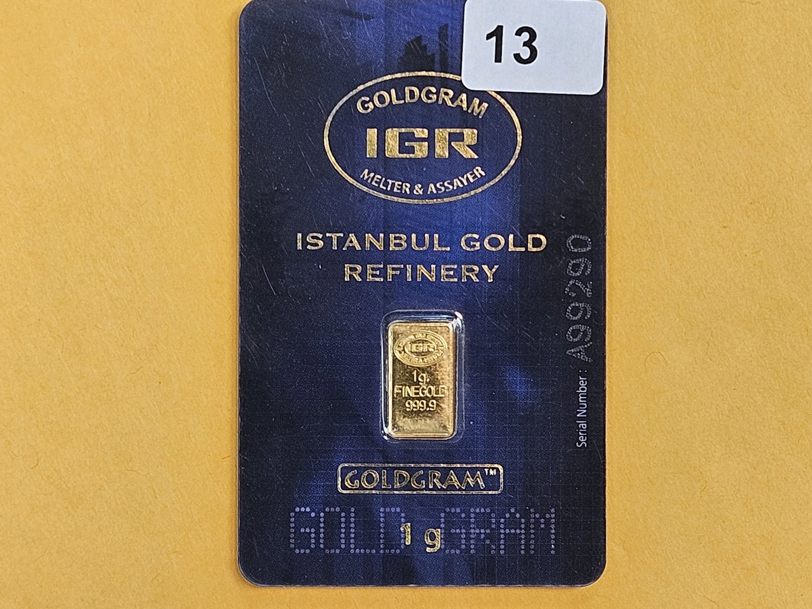 GOLD! IGR One Gram .9999 fine gold bar - 2
