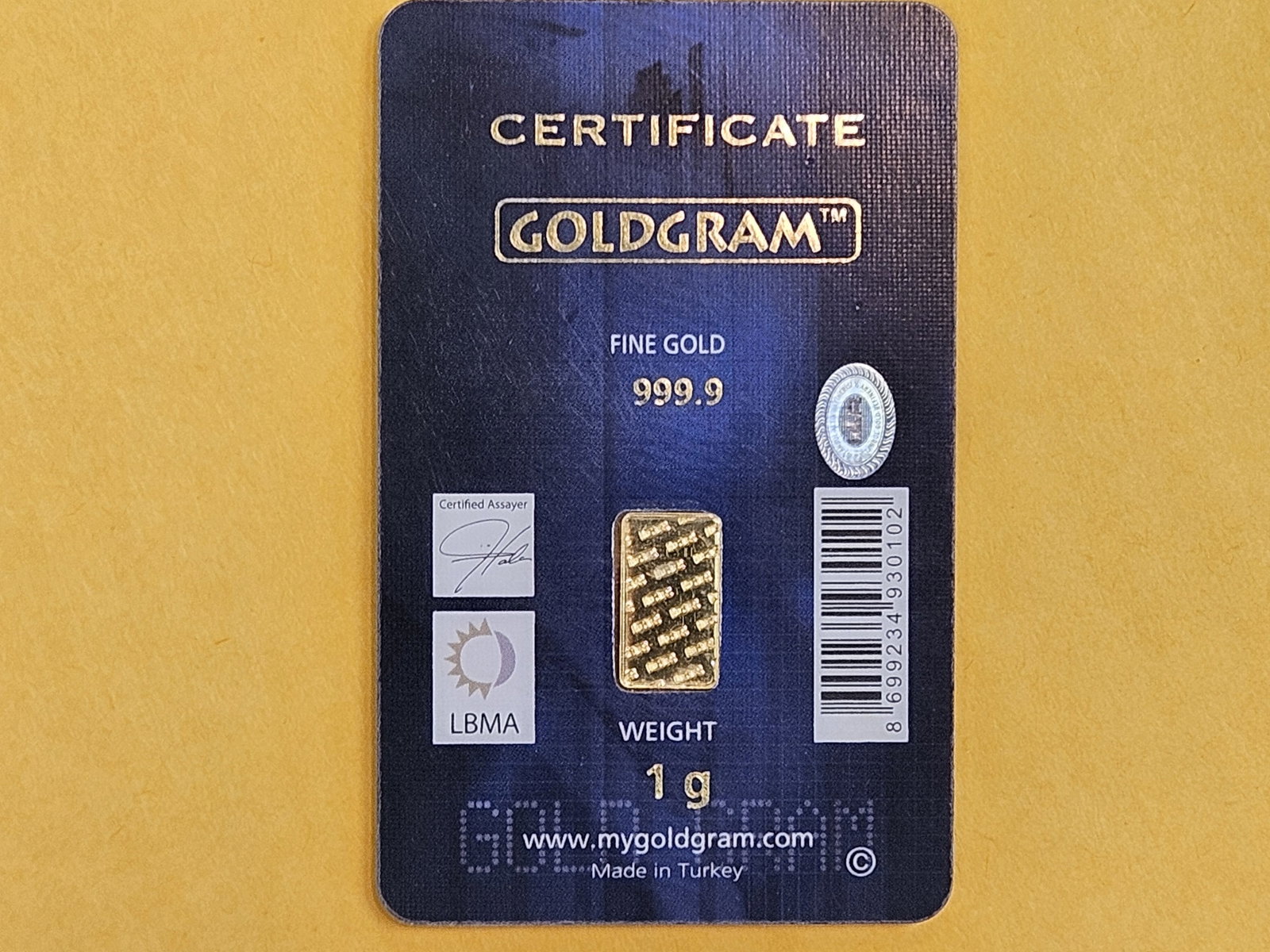 GOLD! IGR One Gram .9999 fine gold bar - 3