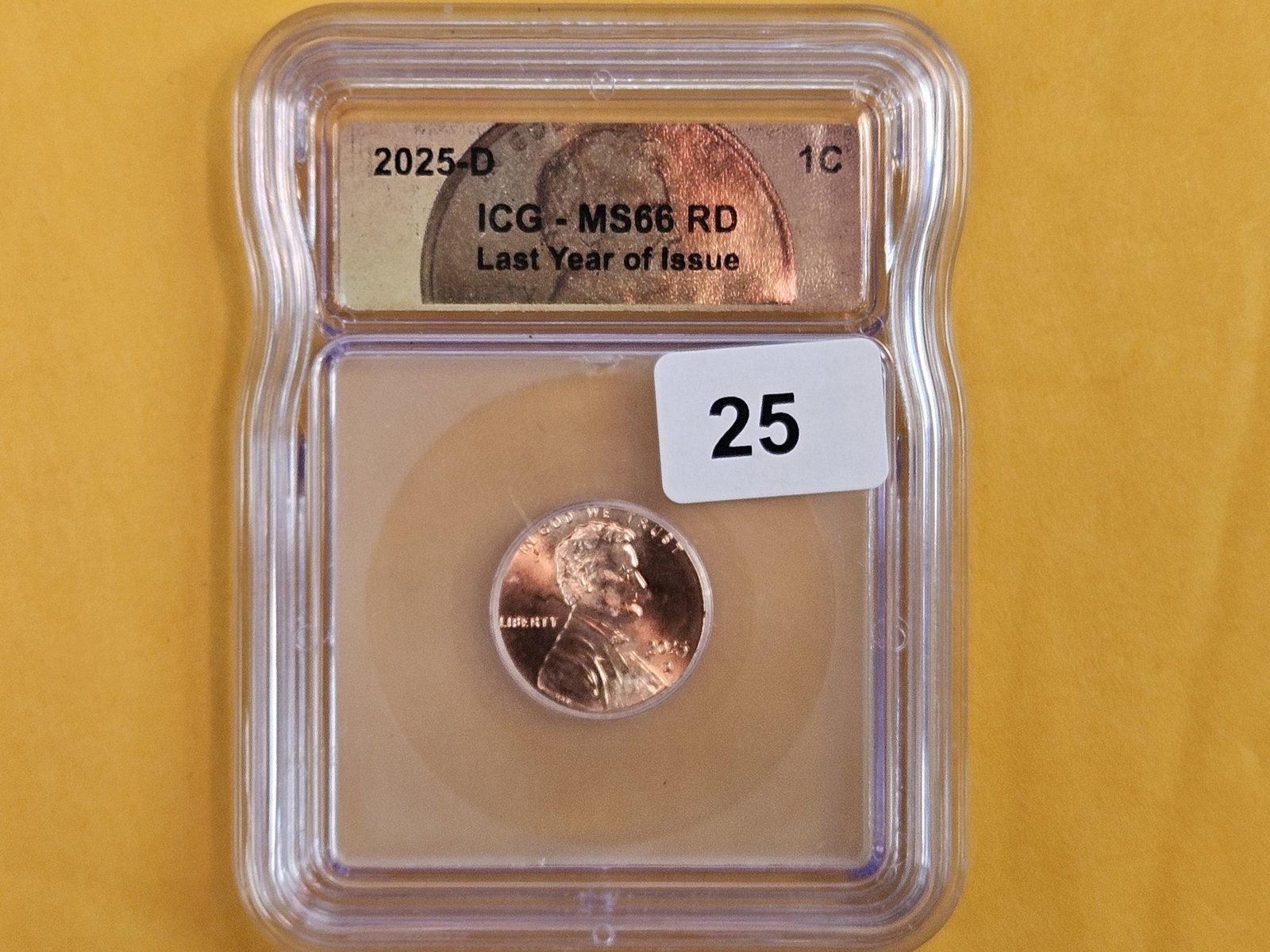 GEM! ICG 2025-D Lincoln Cent in Mint State 66 RED - 2