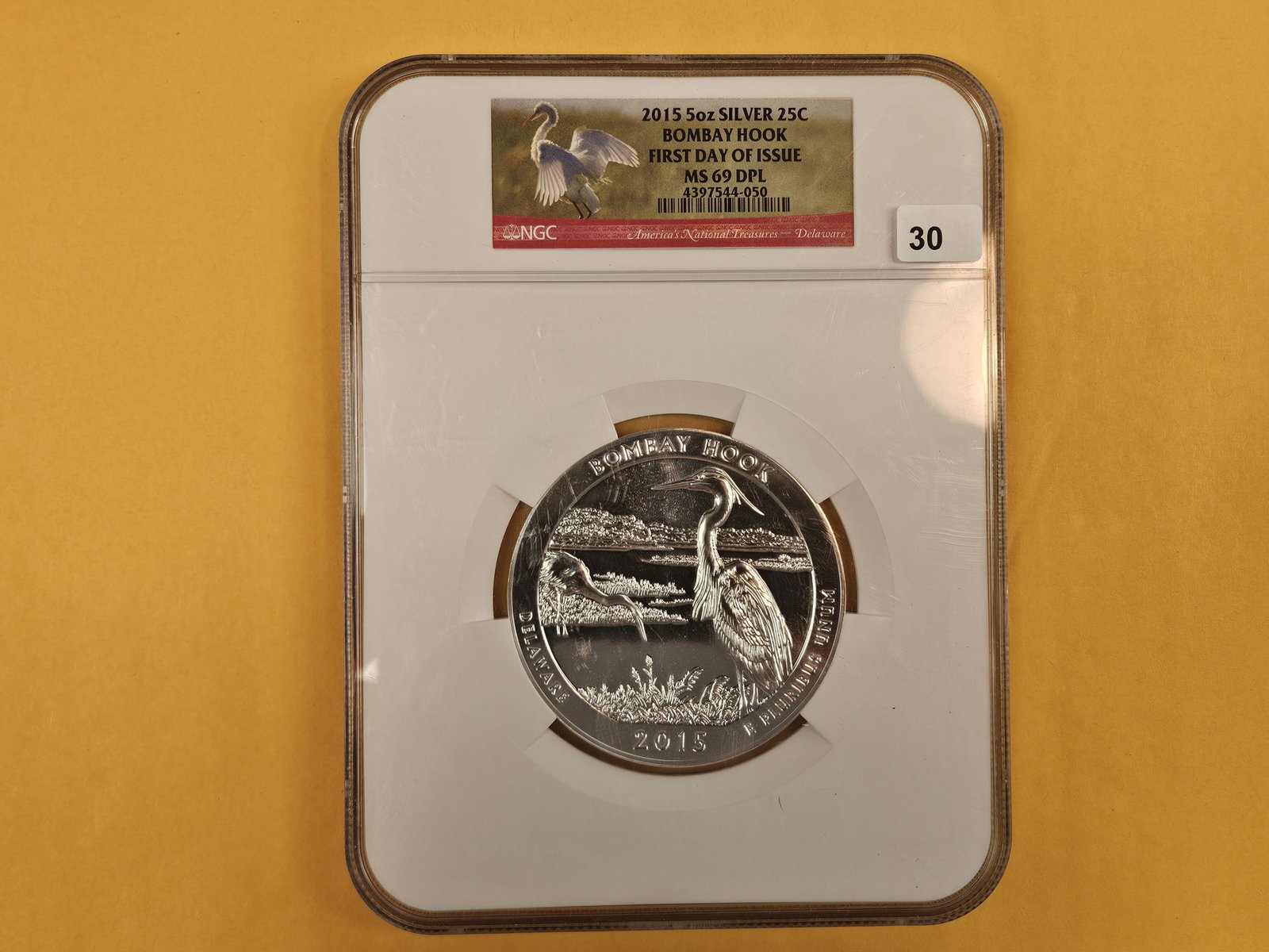 FIVE OUNCE! NGC 2015 Five Troy ounce .999 fine silver Quarter in Mint State 69 DPL - 2
