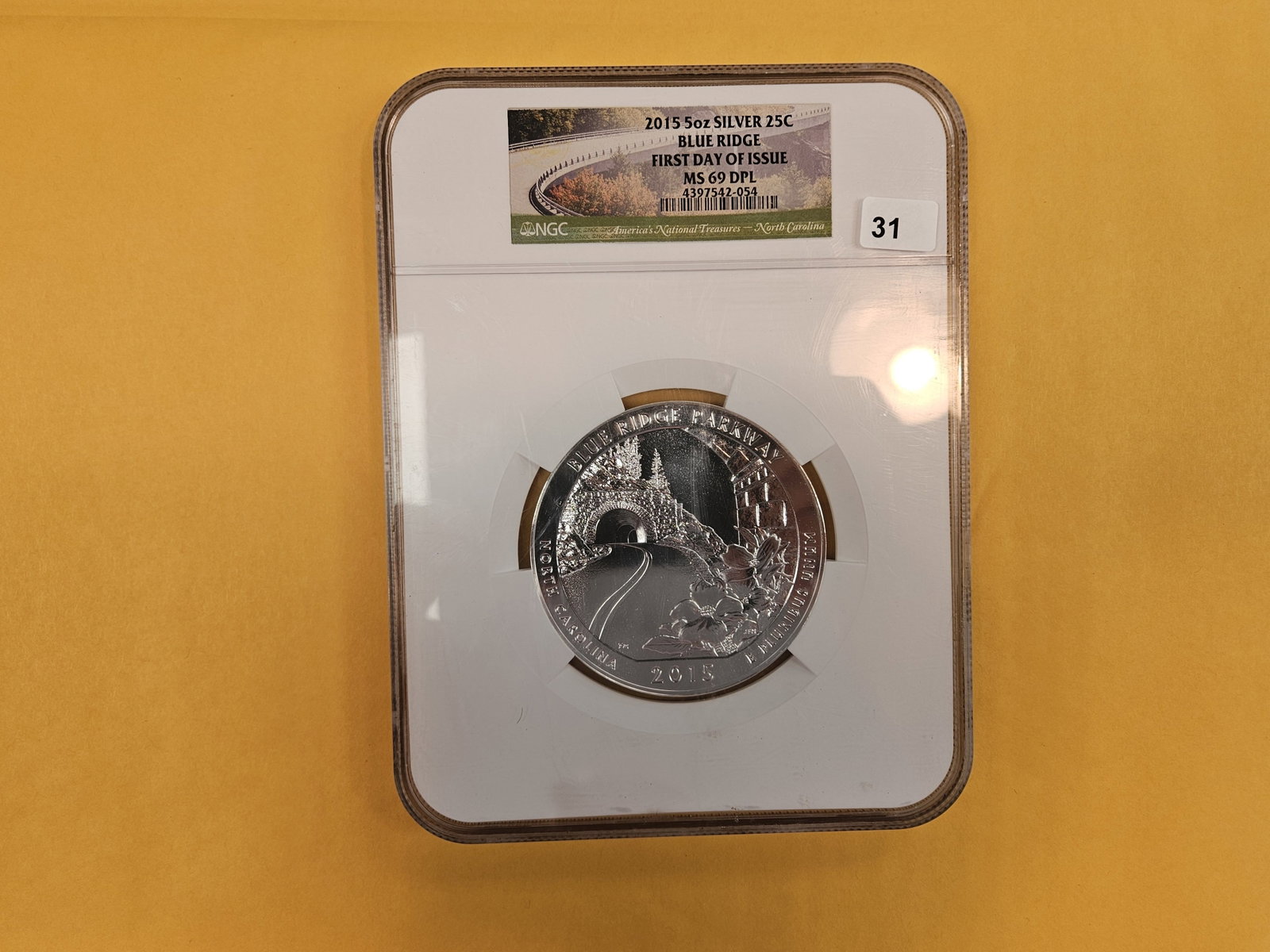 FIVE OUNCE! NGC 2015 Five Troy ounce .999 fine silver Quarter in Mint State 69 DPL - 2