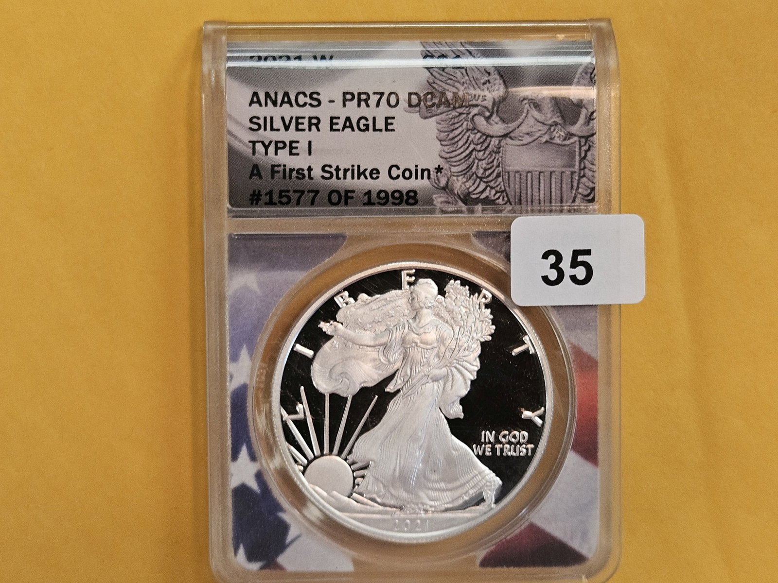PERFECT! ANACS 2021-W American Silver Eagle in Proof 70 Deep Cameo - 2