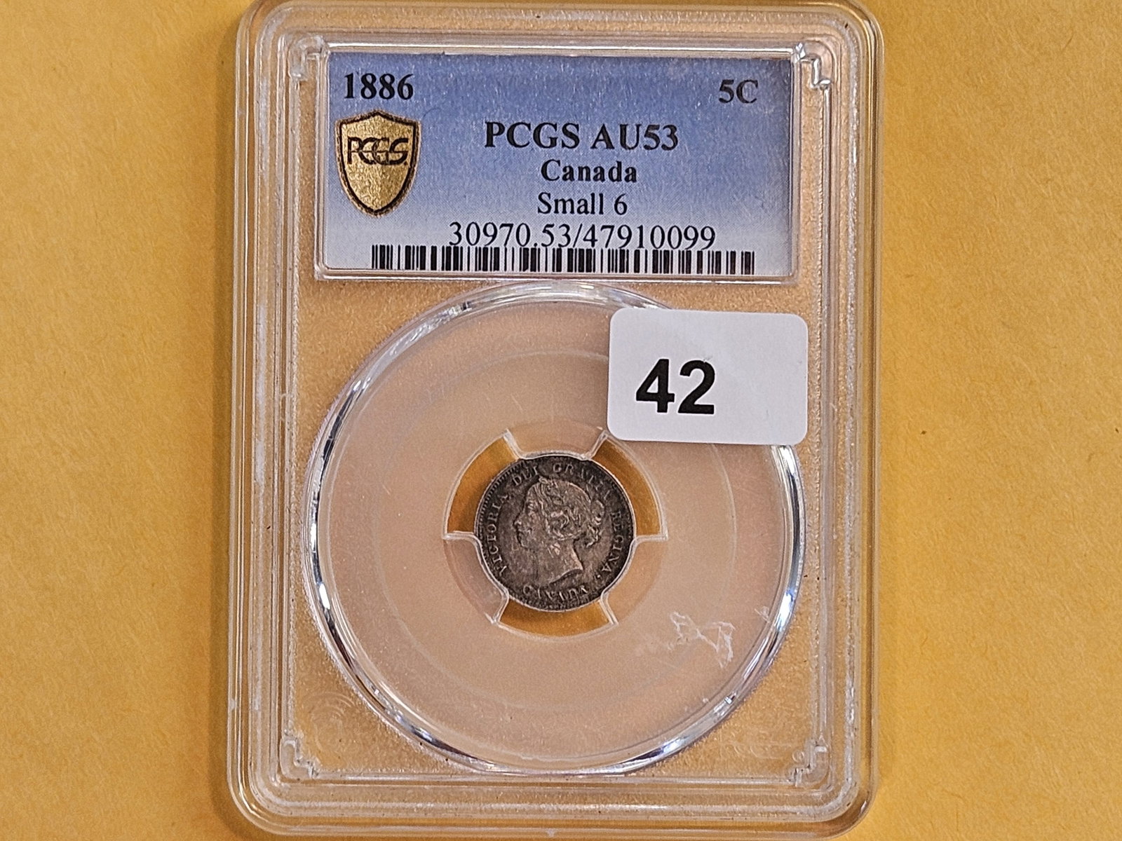 * PCGS 1886 Canada silver 5 cents in About Uncirculated - 53 - 2