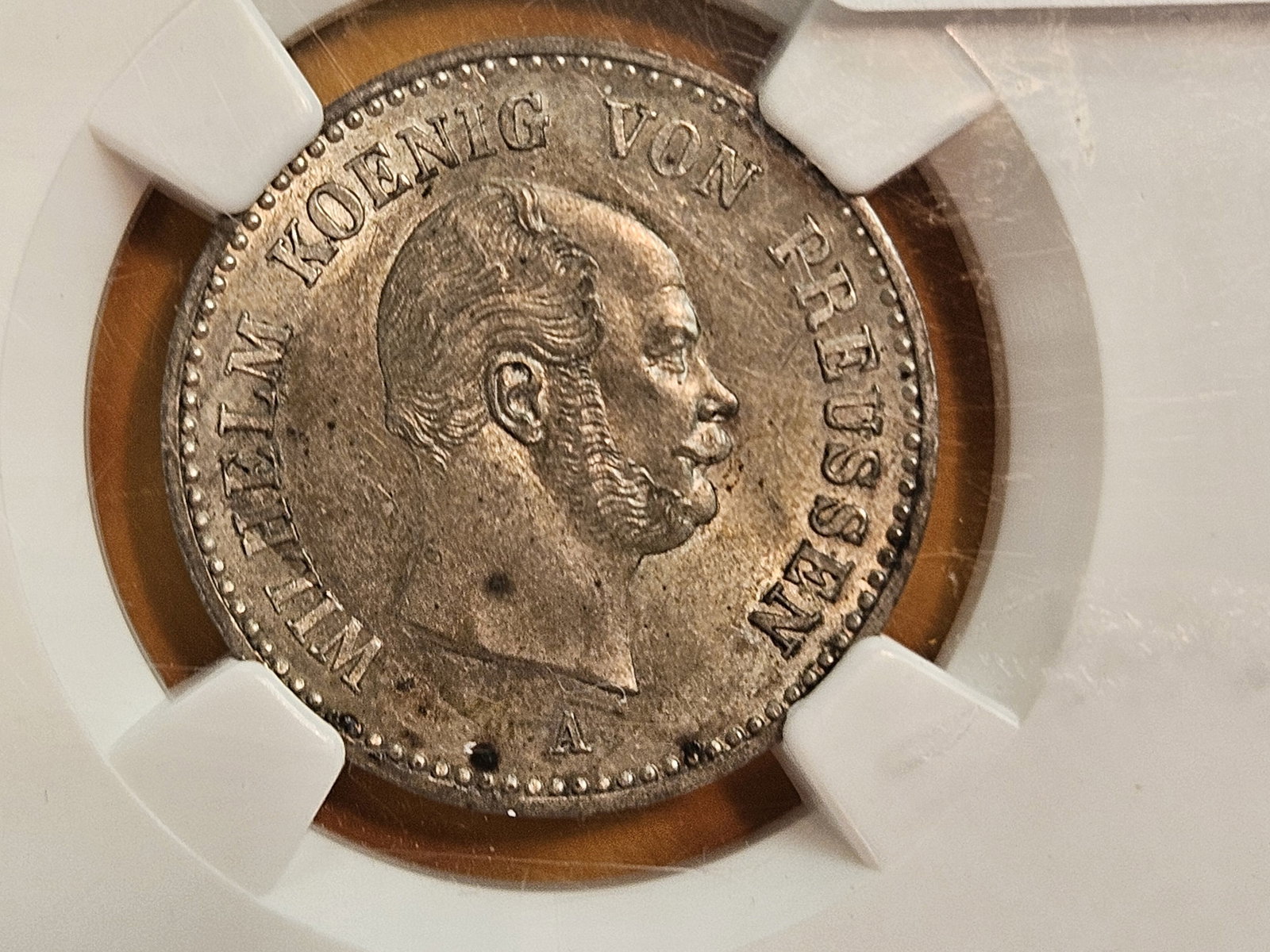 NGC 1862-A German States Prussia 1/6 Thaler in Mint State 61: Still has some good underlying luster