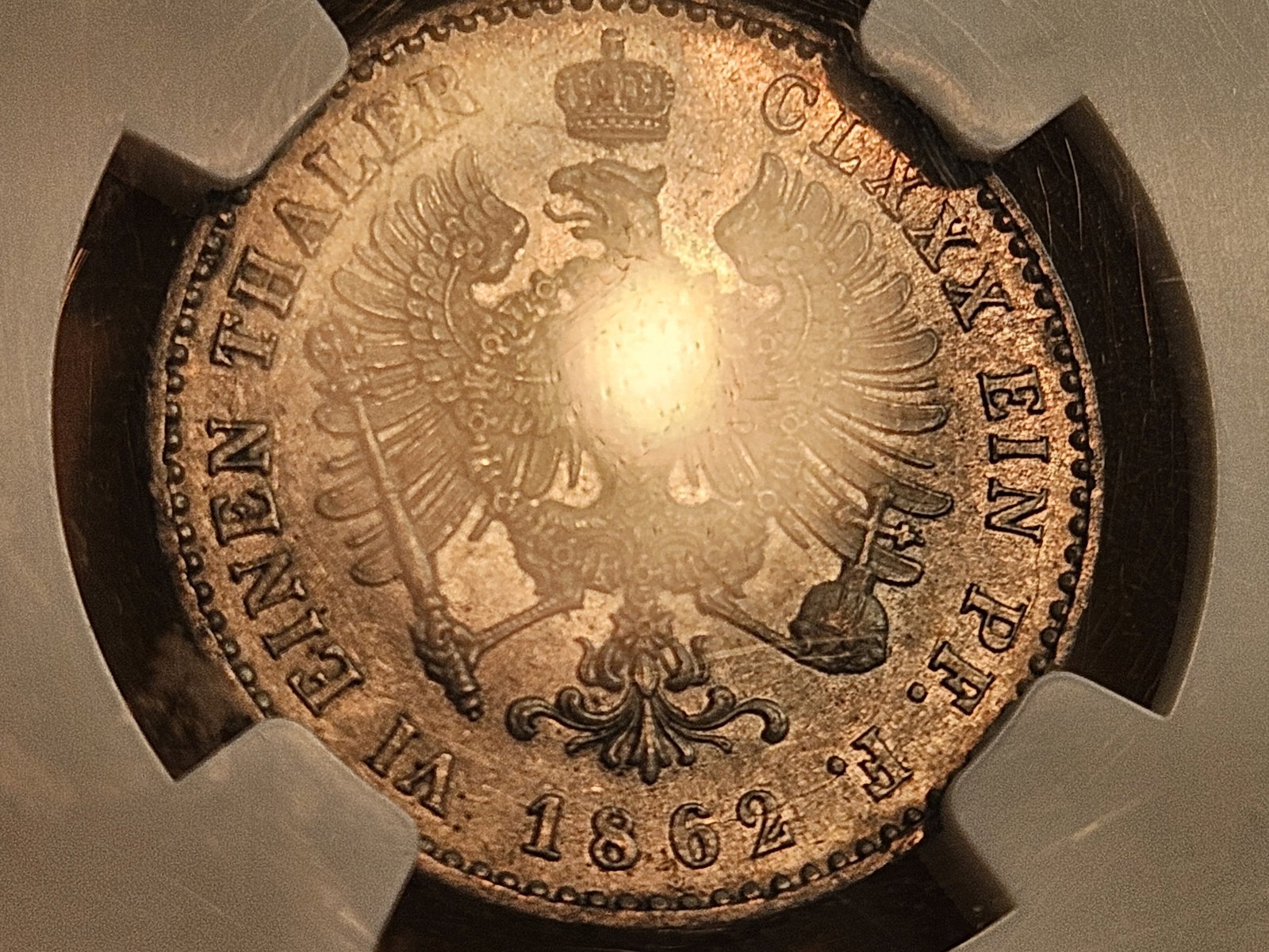 NGC 1862-A German States Prussia 1/6 Thaler in Mint State 61 - 7