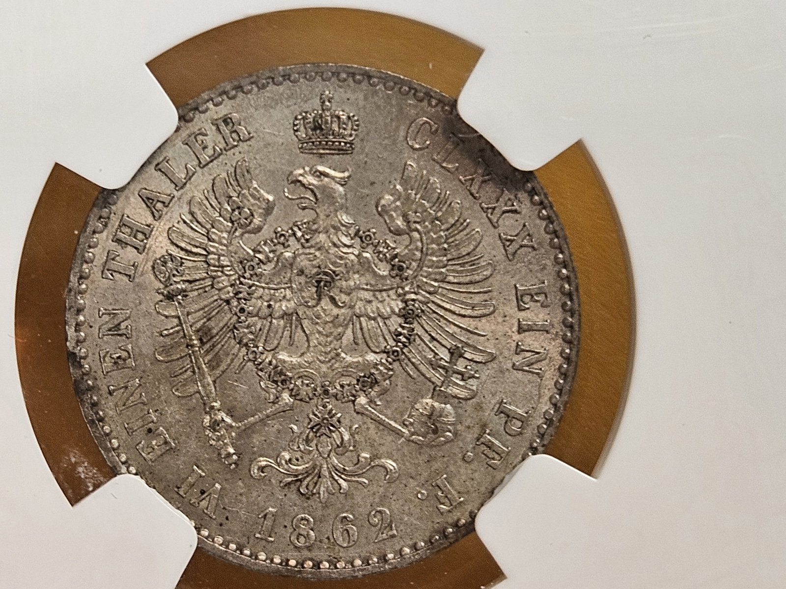 NGC 1862-A German States Prussia 1/6 Thaler in Mint State 61 - 9