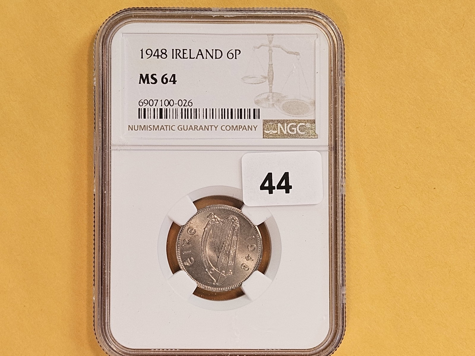 NGC 1948 Ireland 6 pence in Mint State 64 - 2