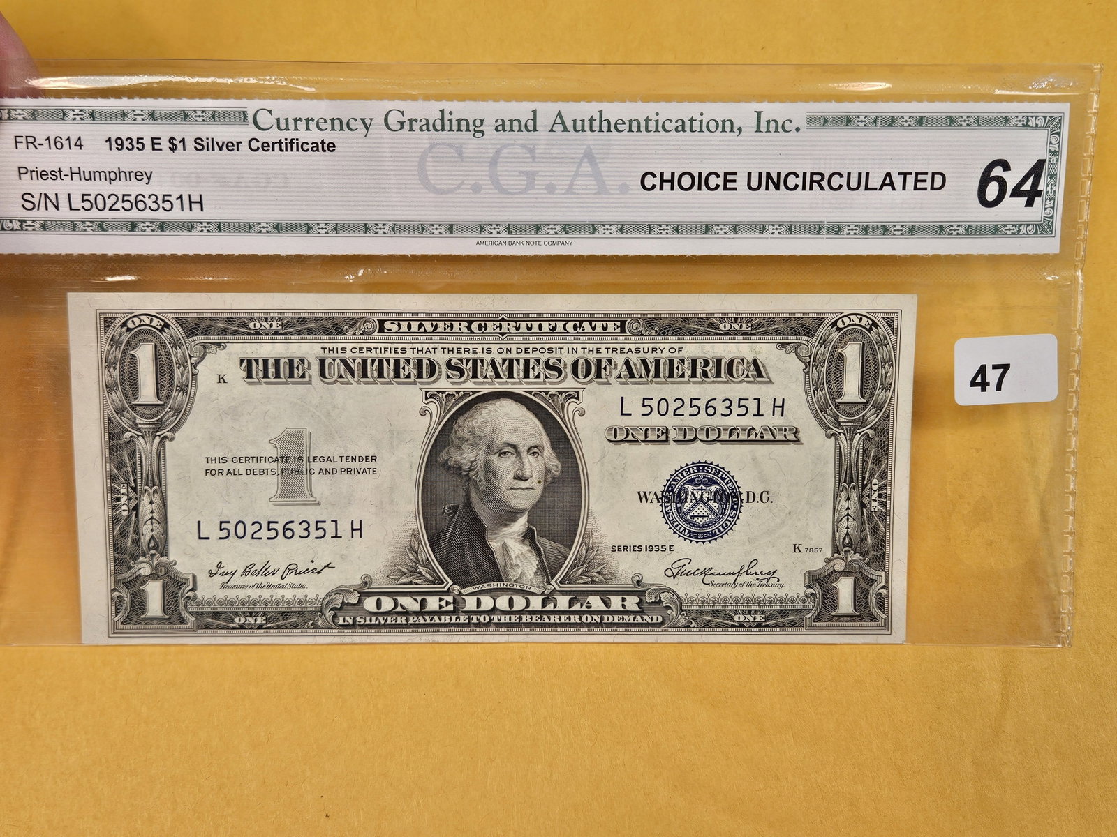 CGA 1935-E One Dollar Silver Certificate in Choice Uncirculated - 54 - 2