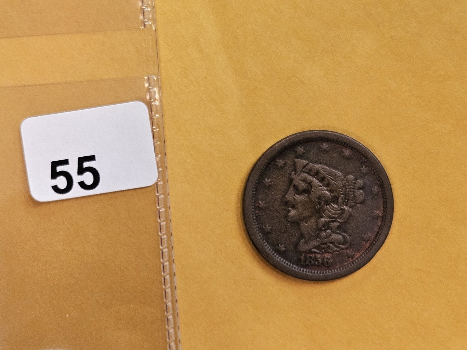 1856 Braided Hair Half Cent in Fine - 2