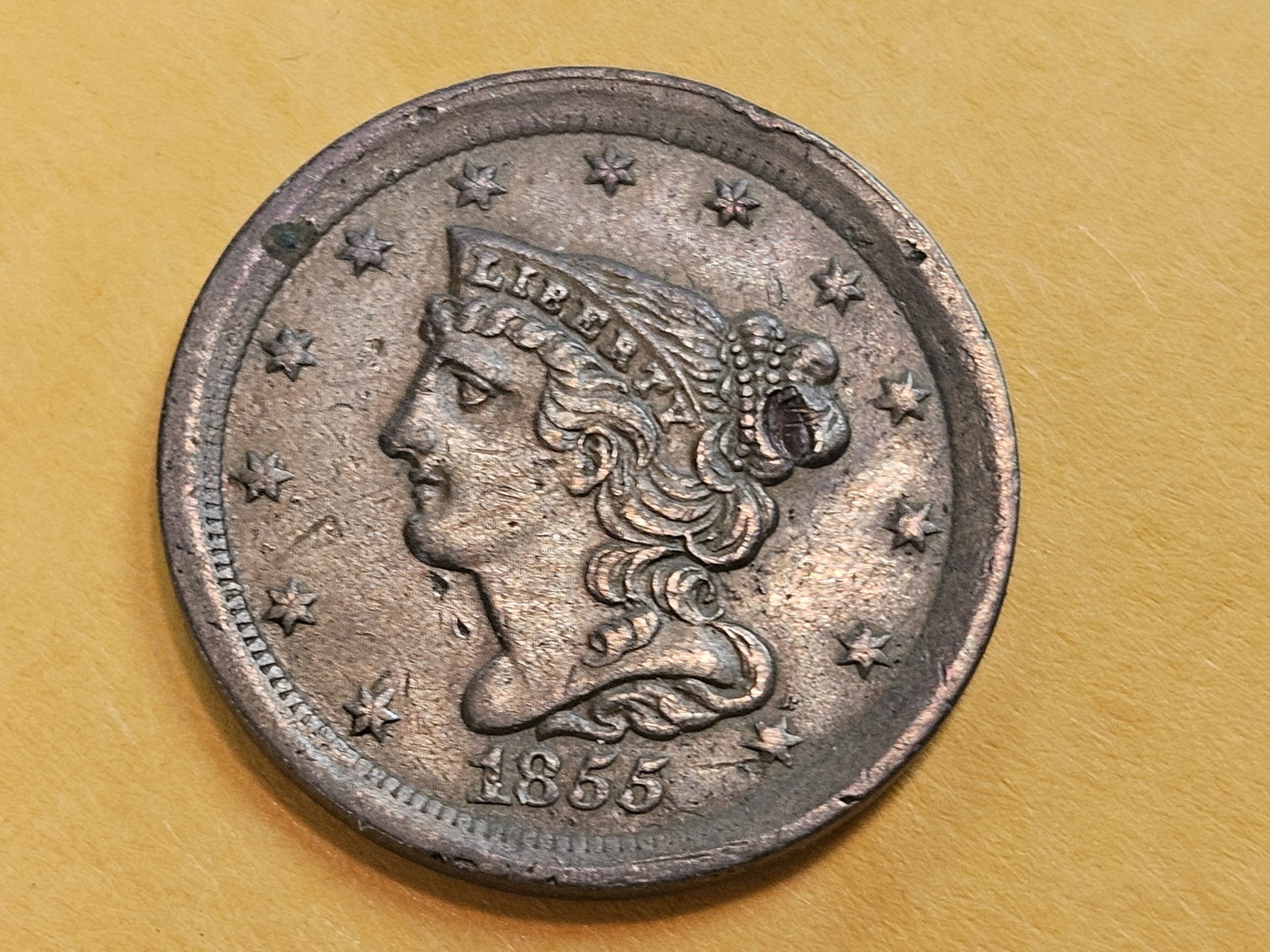 Nicer 1855 Braided hair Half-Cent in About Uncirculated - details - 3