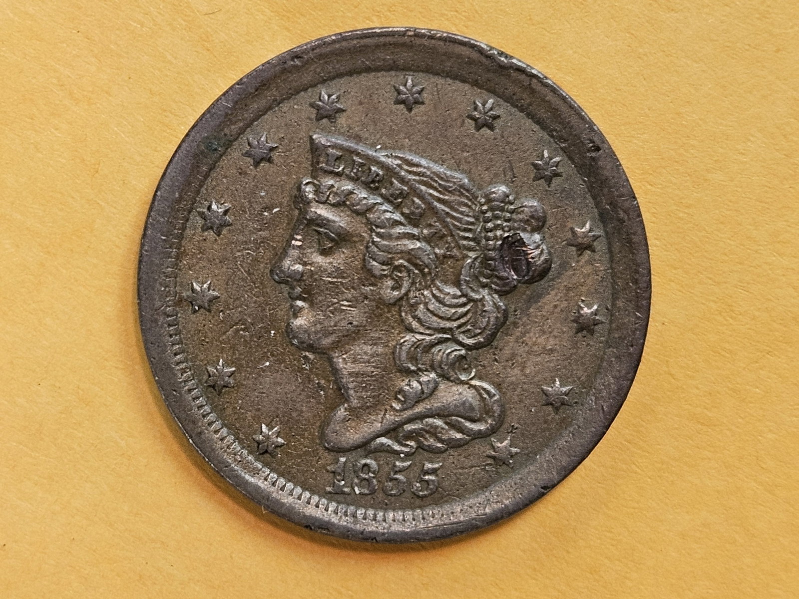 Nicer 1855 Braided hair Half-Cent in About Uncirculated - details - 4
