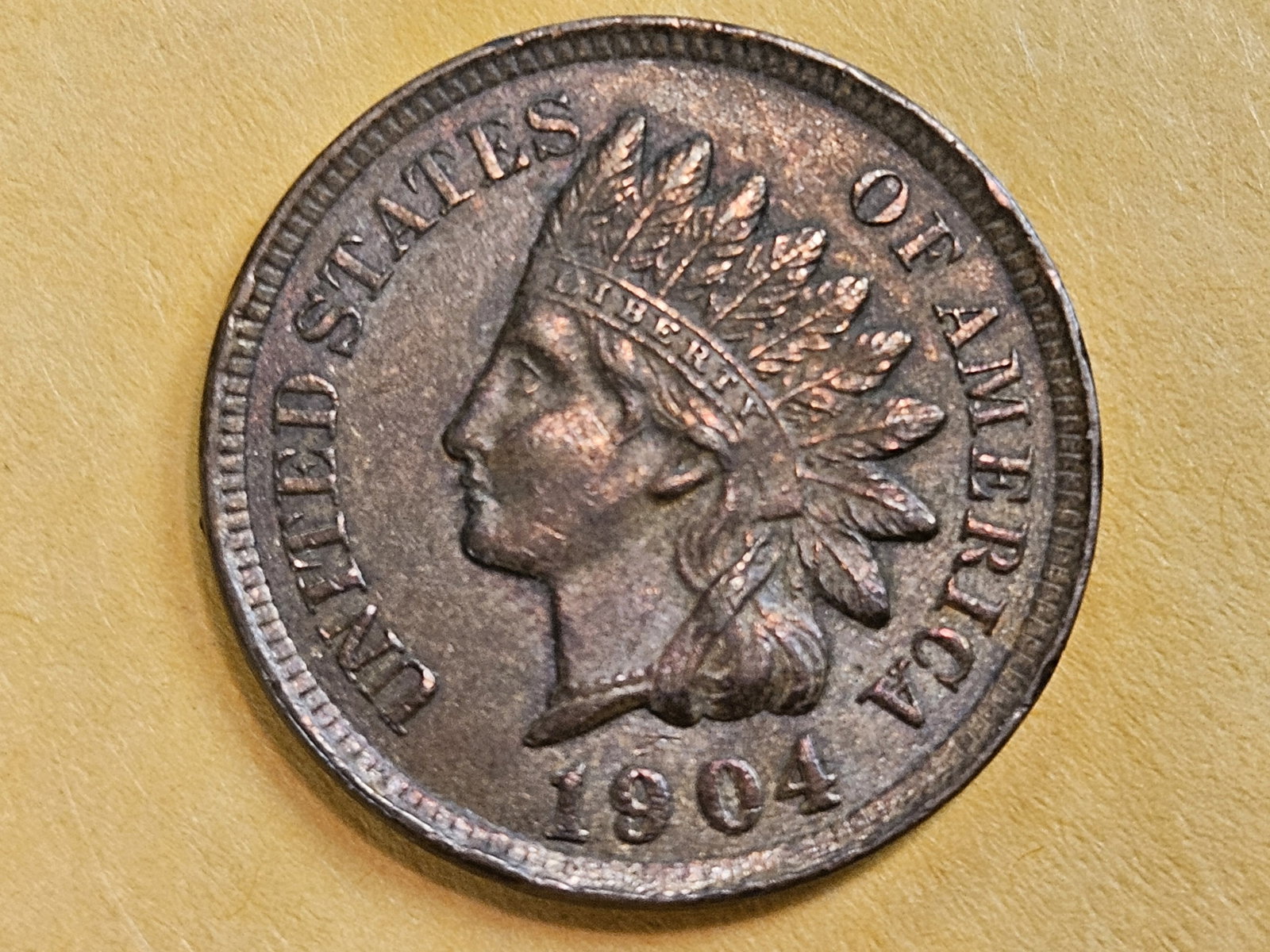 Bright About Uncirculated plus 1904 Indian Cent: Good original luster