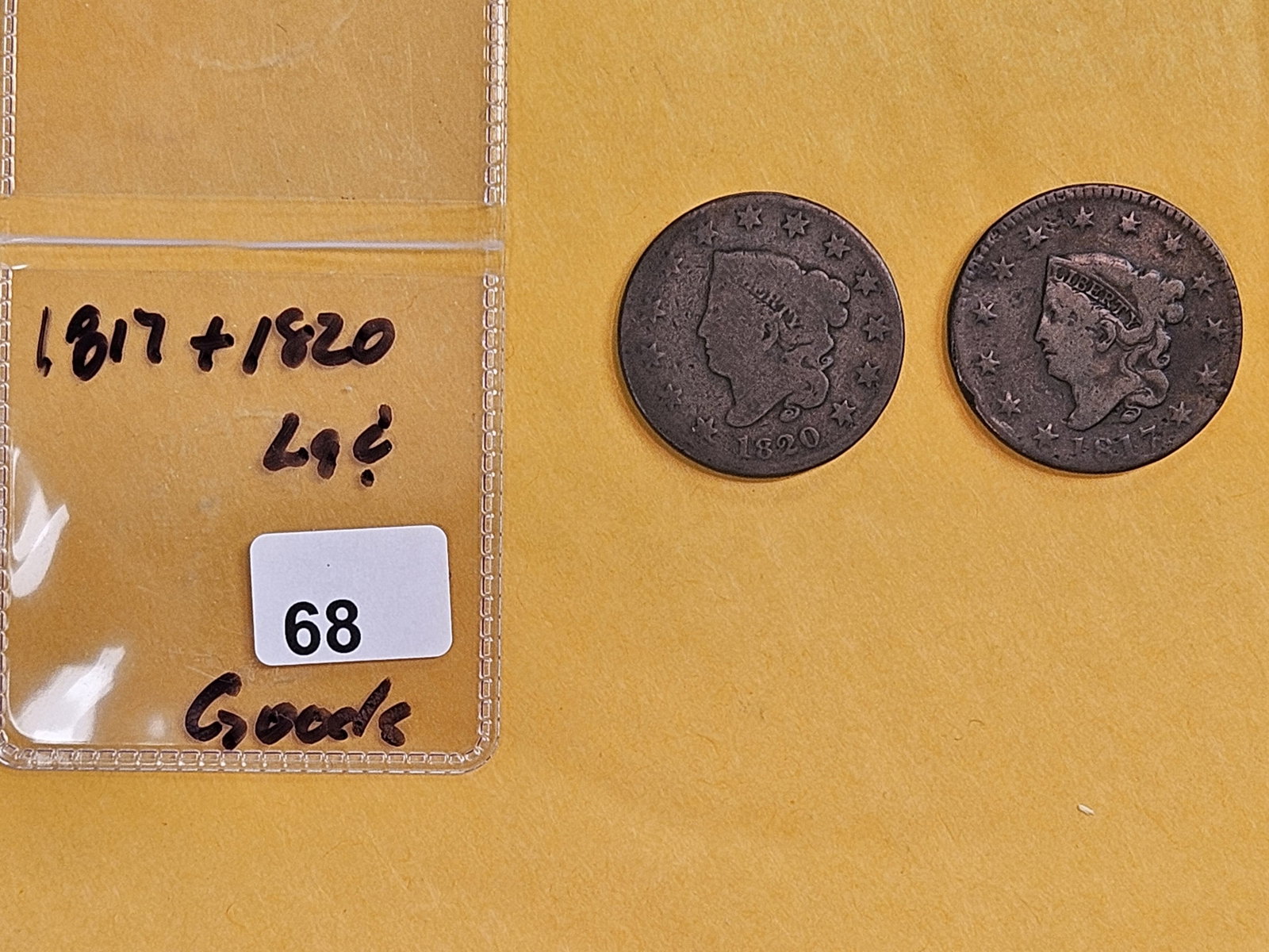 1817 and 1820 Coronet Head Large Cents - 2