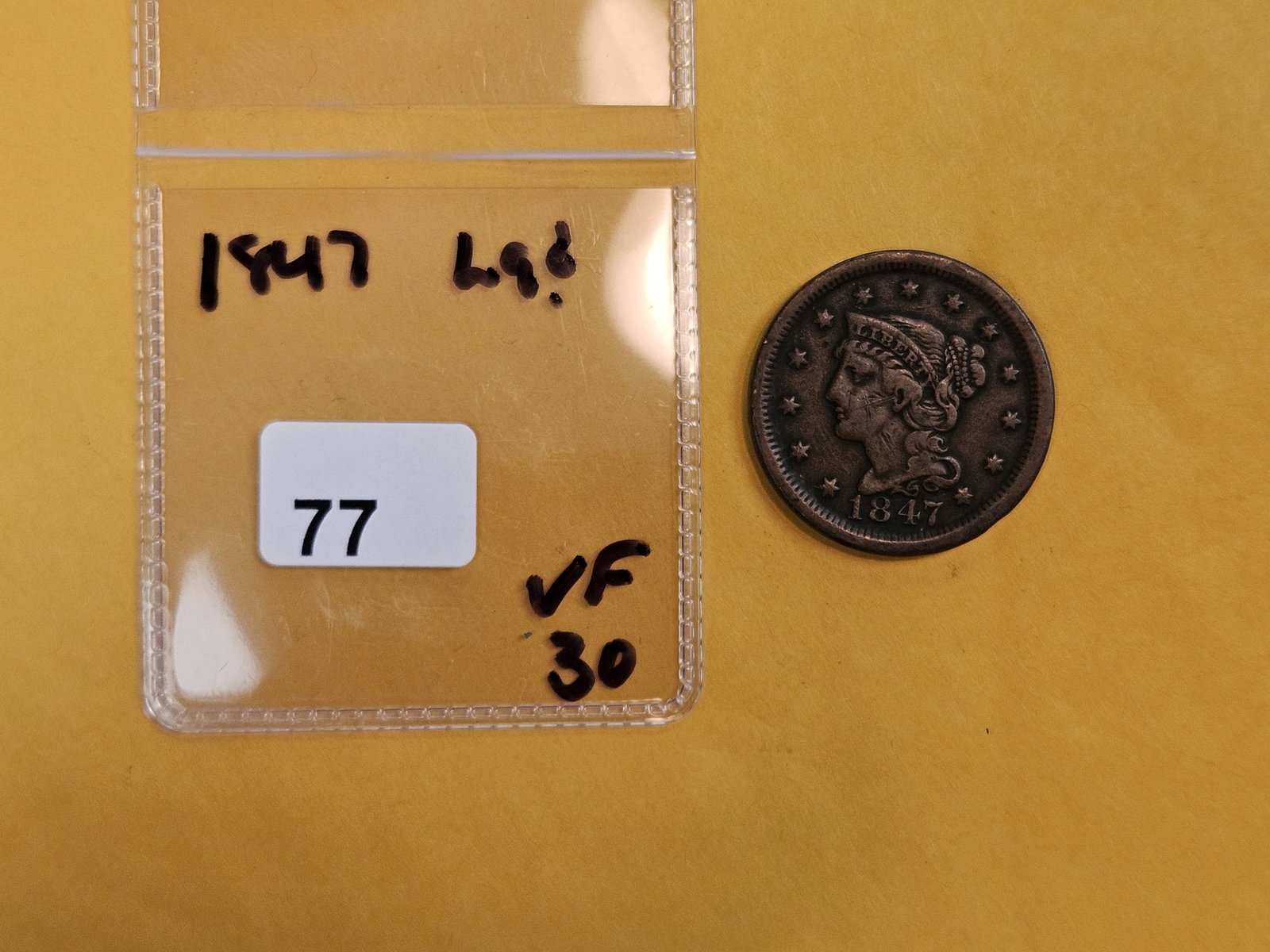 1847 Braided Hair Large Cent - 2