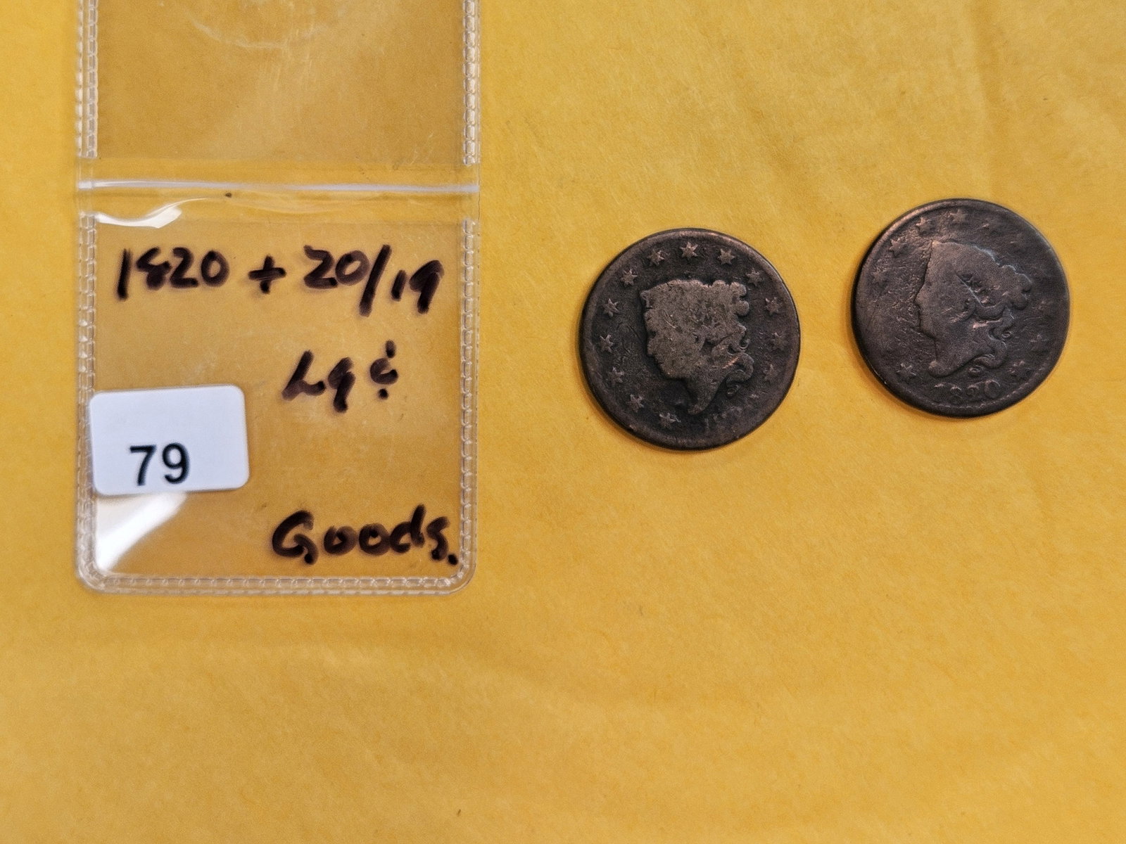 1820 and 1820/19 Coronet Head Large Cents - 2