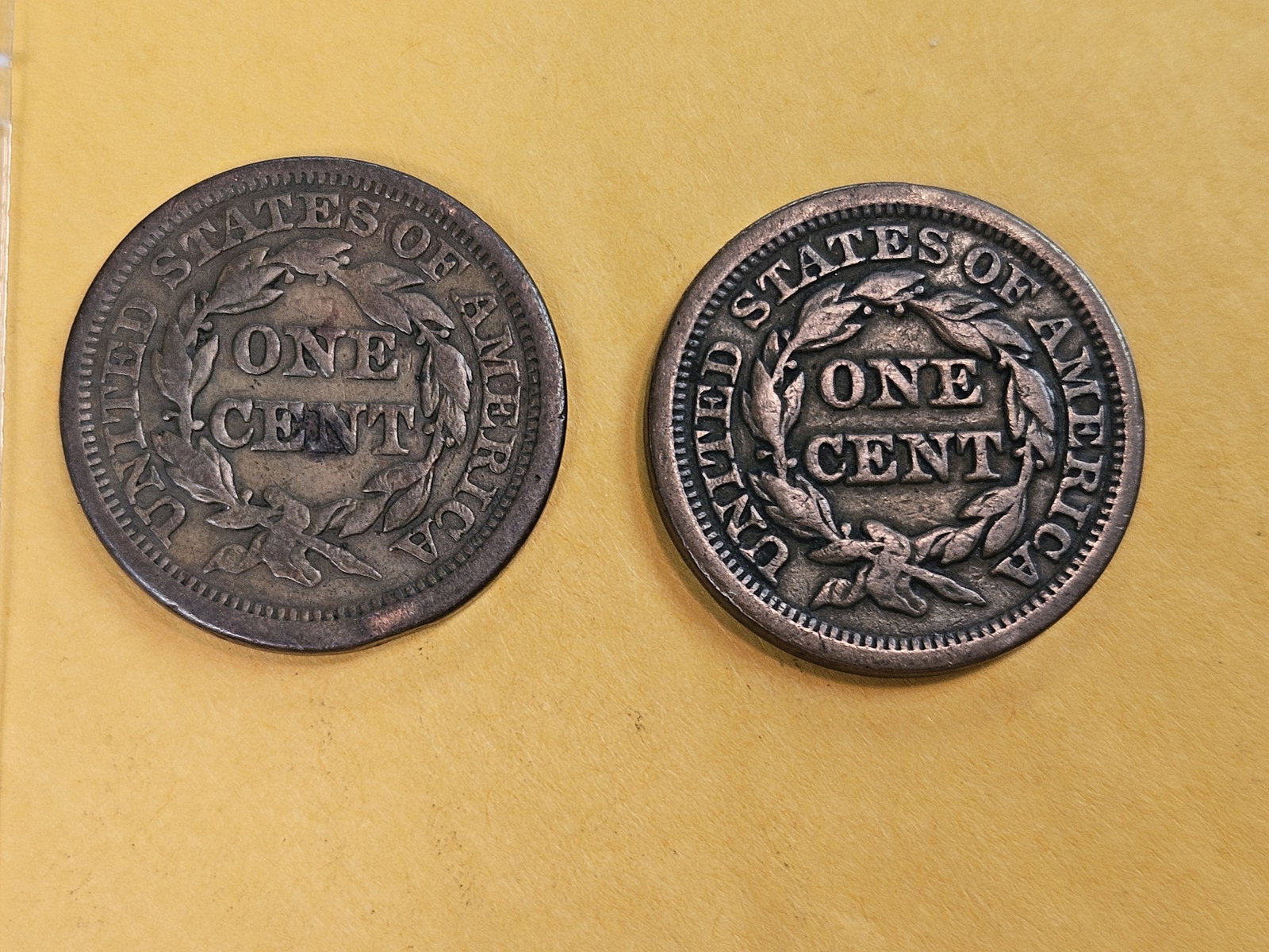 1844 and 1845 Braided Hair large cents - 3