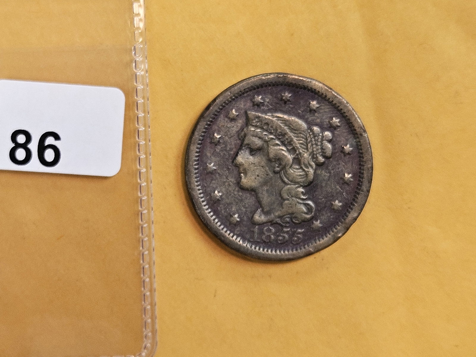 1855 Braided Hair Large Cent in Very Fine - 2