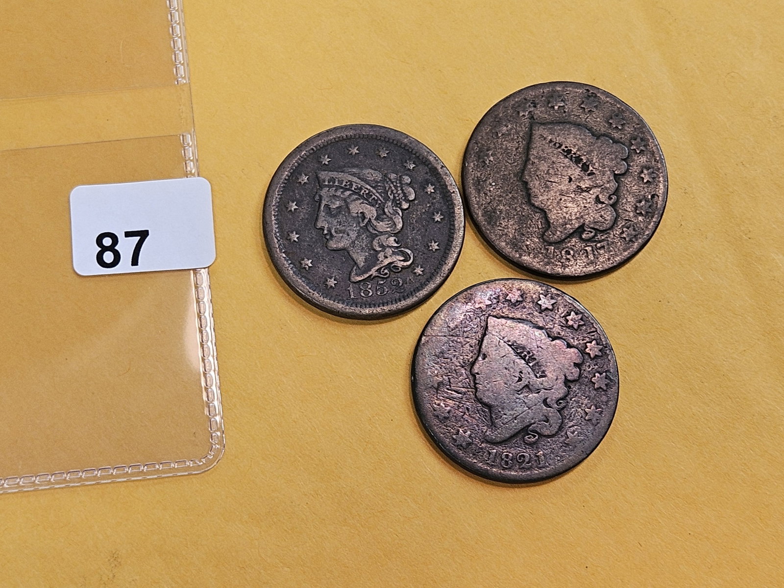 Three mixed Braided Hair and Coronet Head Large Cents - 2