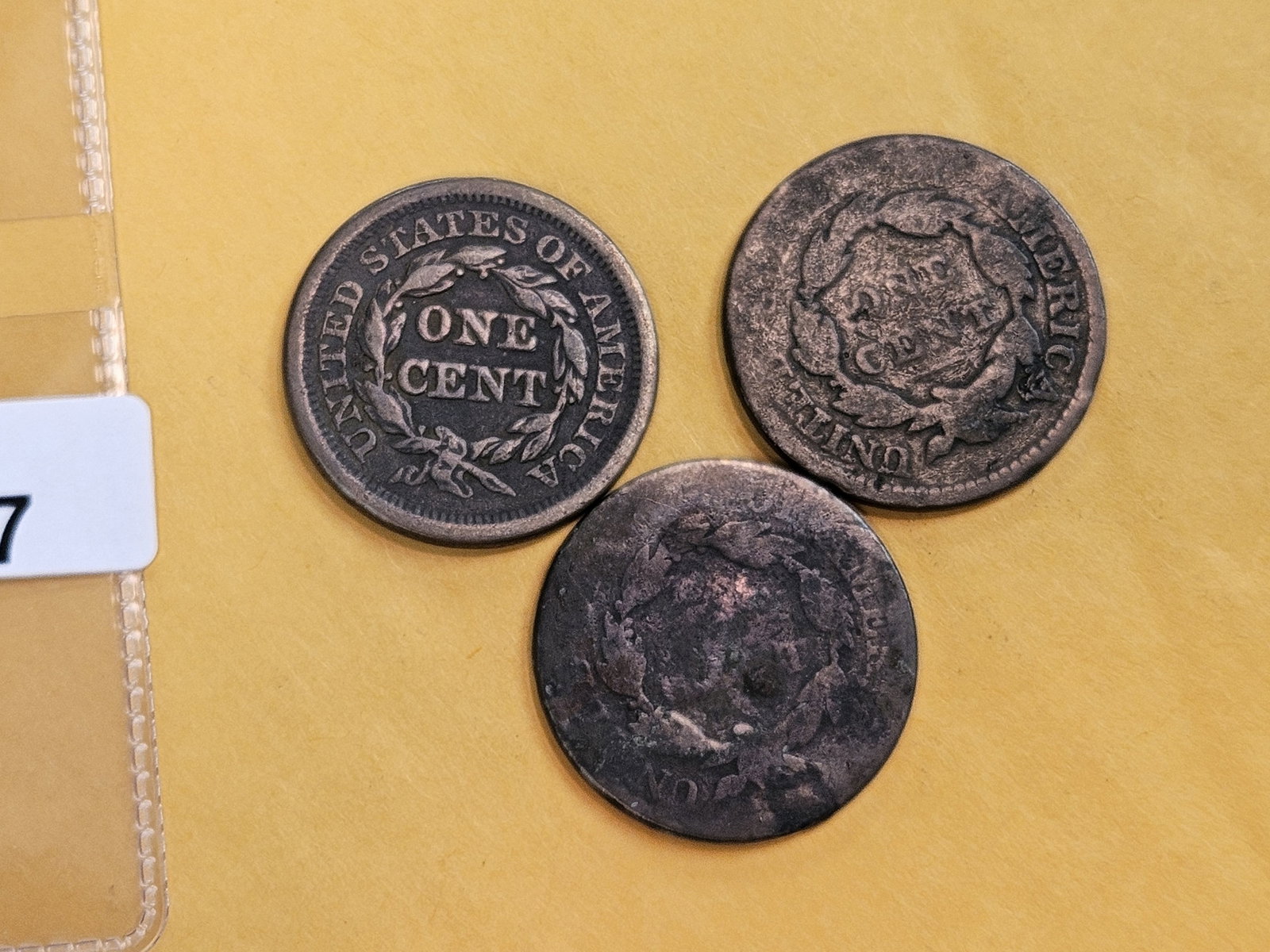 Three mixed Braided Hair and Coronet Head Large Cents - 3