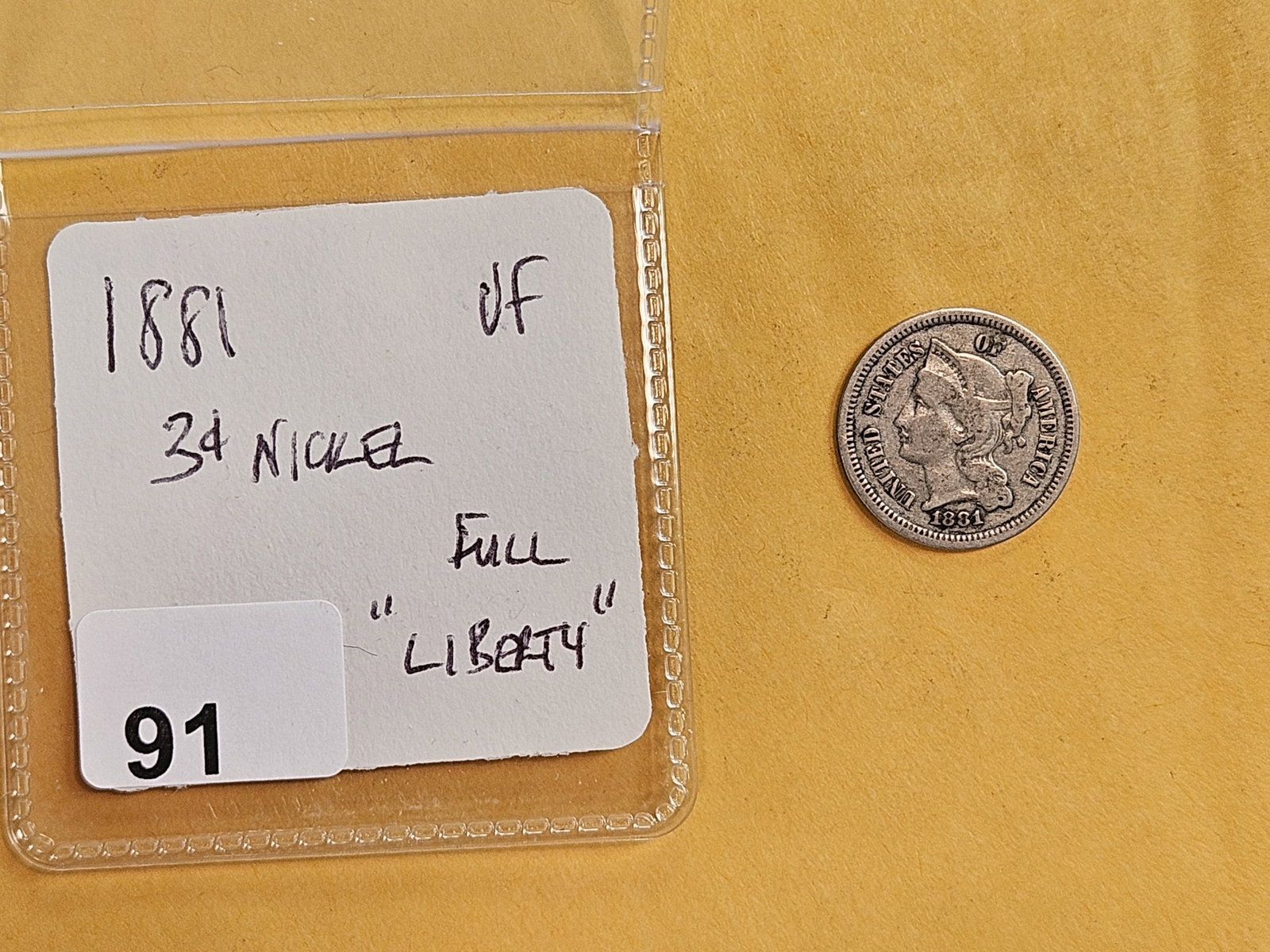 1881 Three Cent Nickel in Very Fine - 2