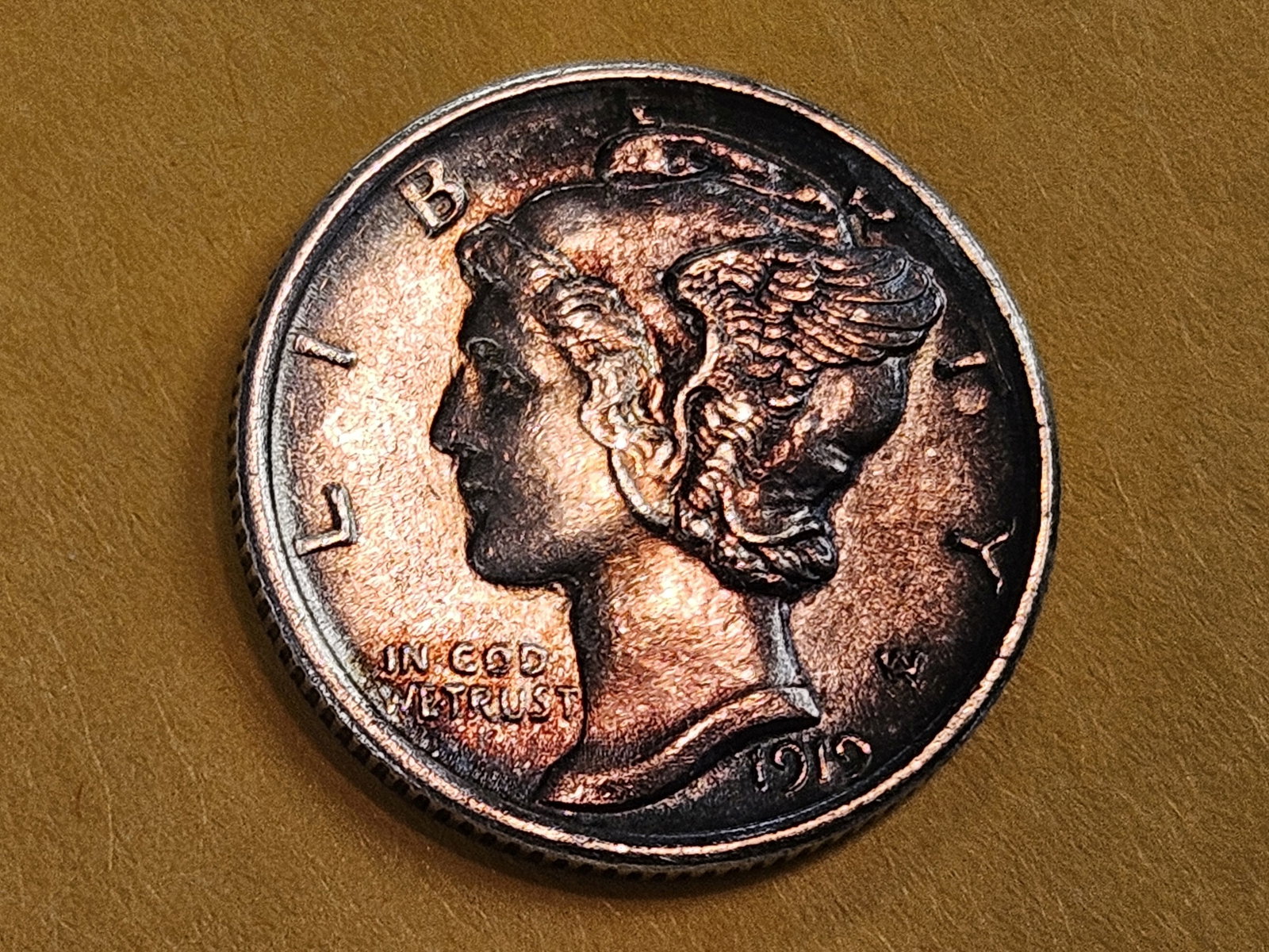 Bright Uncirculated 1919 Mercury Dime - 4