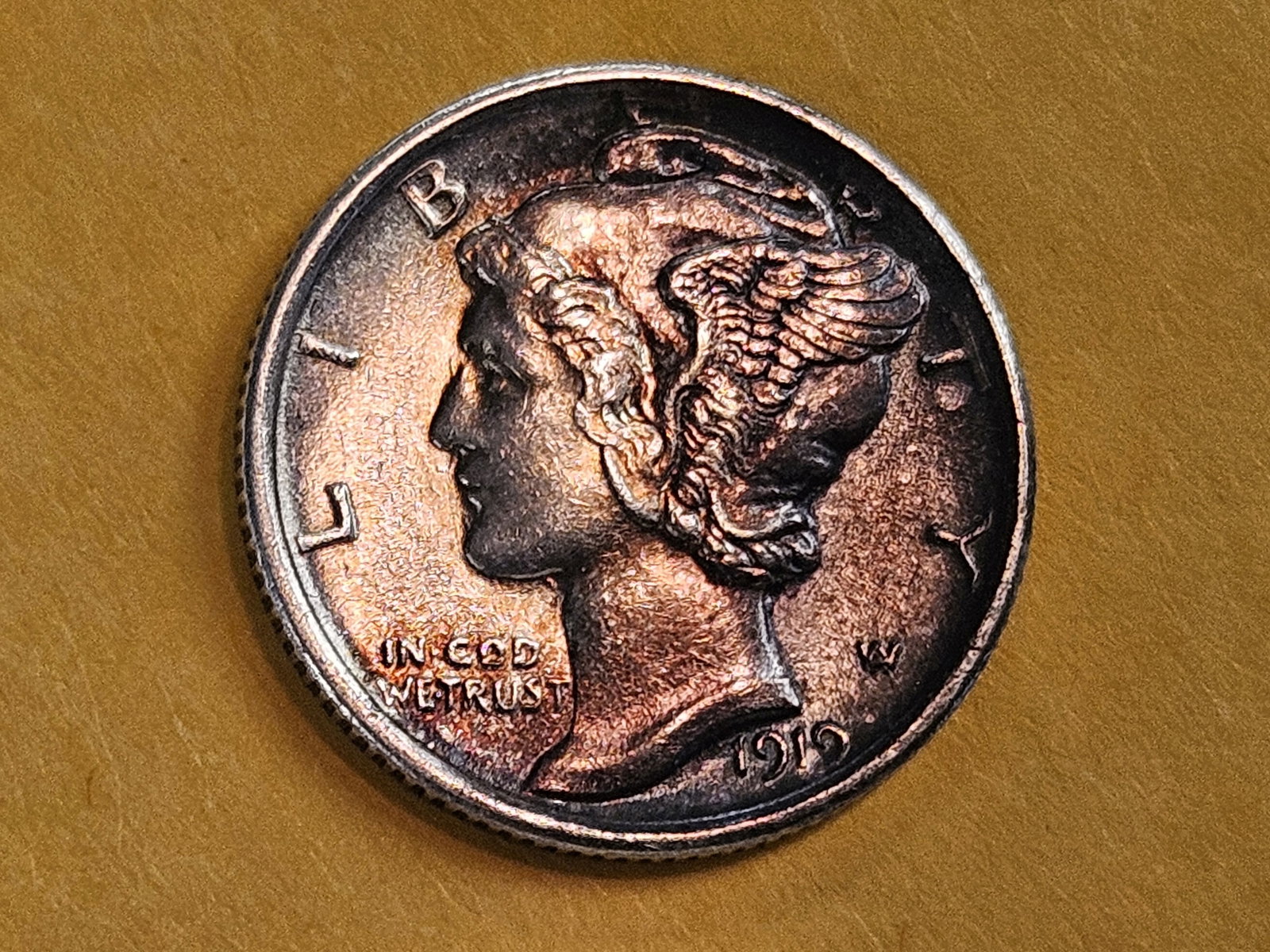 Bright Uncirculated 1919 Mercury Dime - 5