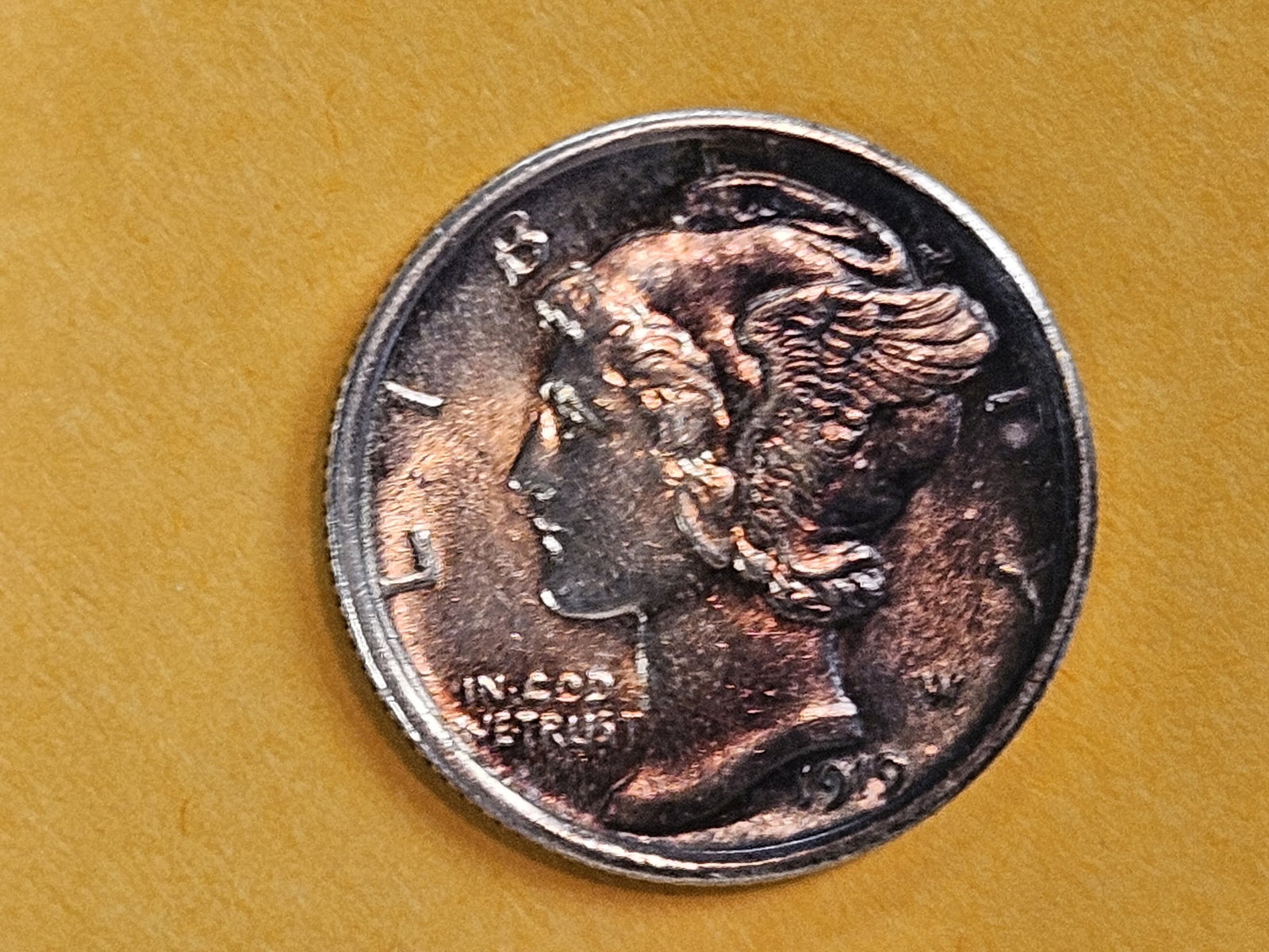 Bright Uncirculated 1919 Mercury Dime - 6