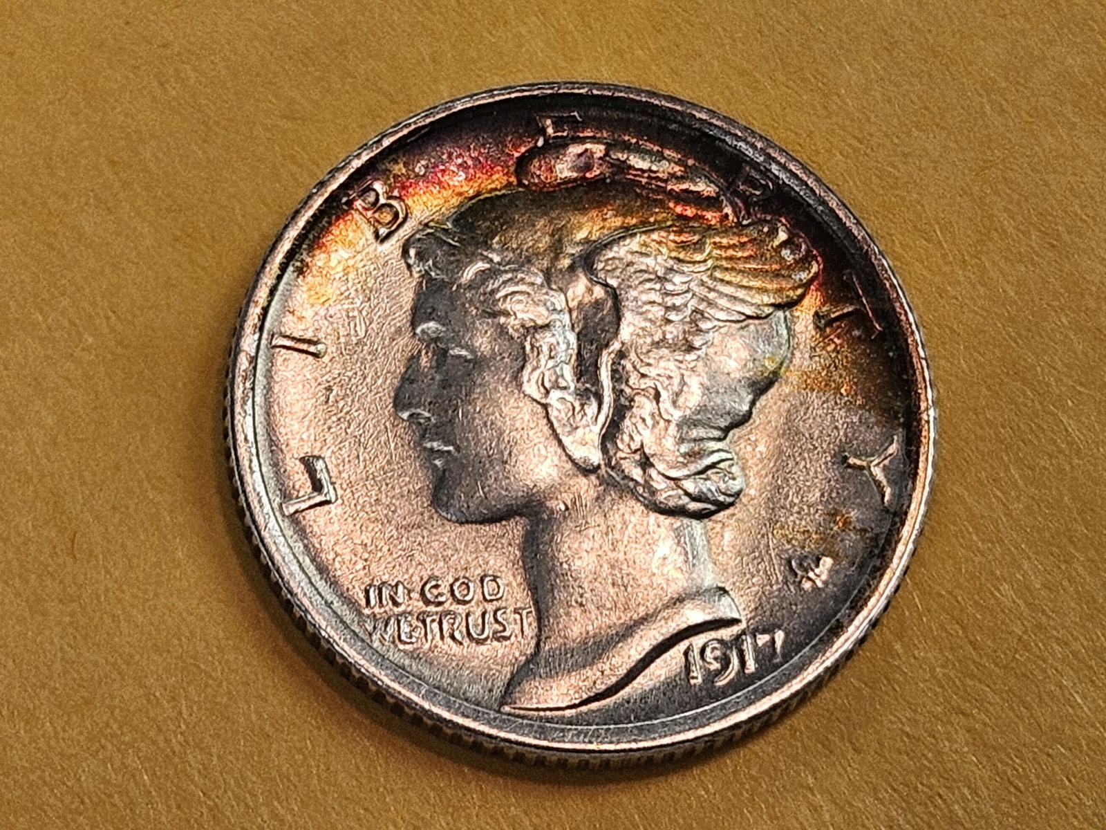 Very Choice Brilliant Uncirculated 1917 Mercury Dime - 3