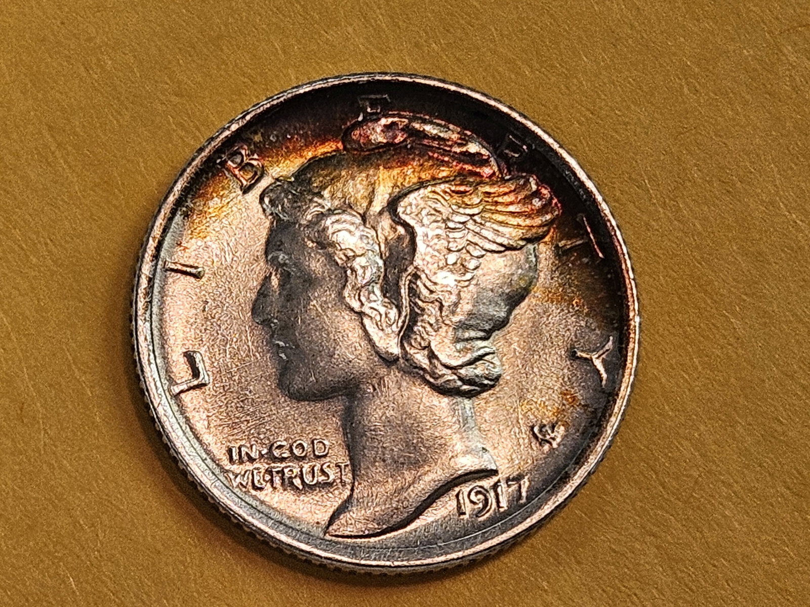 Very Choice Brilliant Uncirculated 1917 Mercury Dime - 4