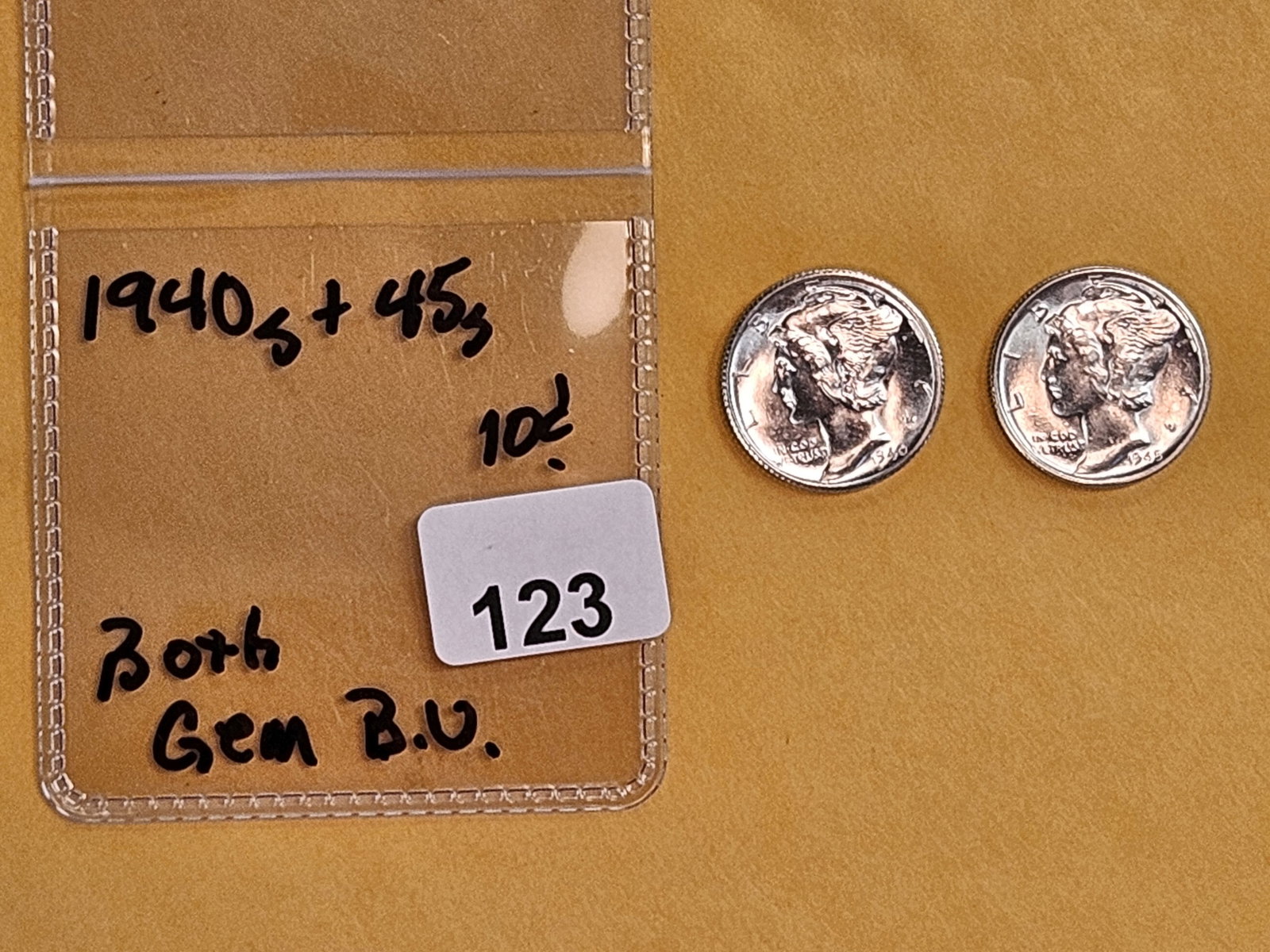 Two GEM Brilliant Uncirculated Mercury Silver Dimes - 2