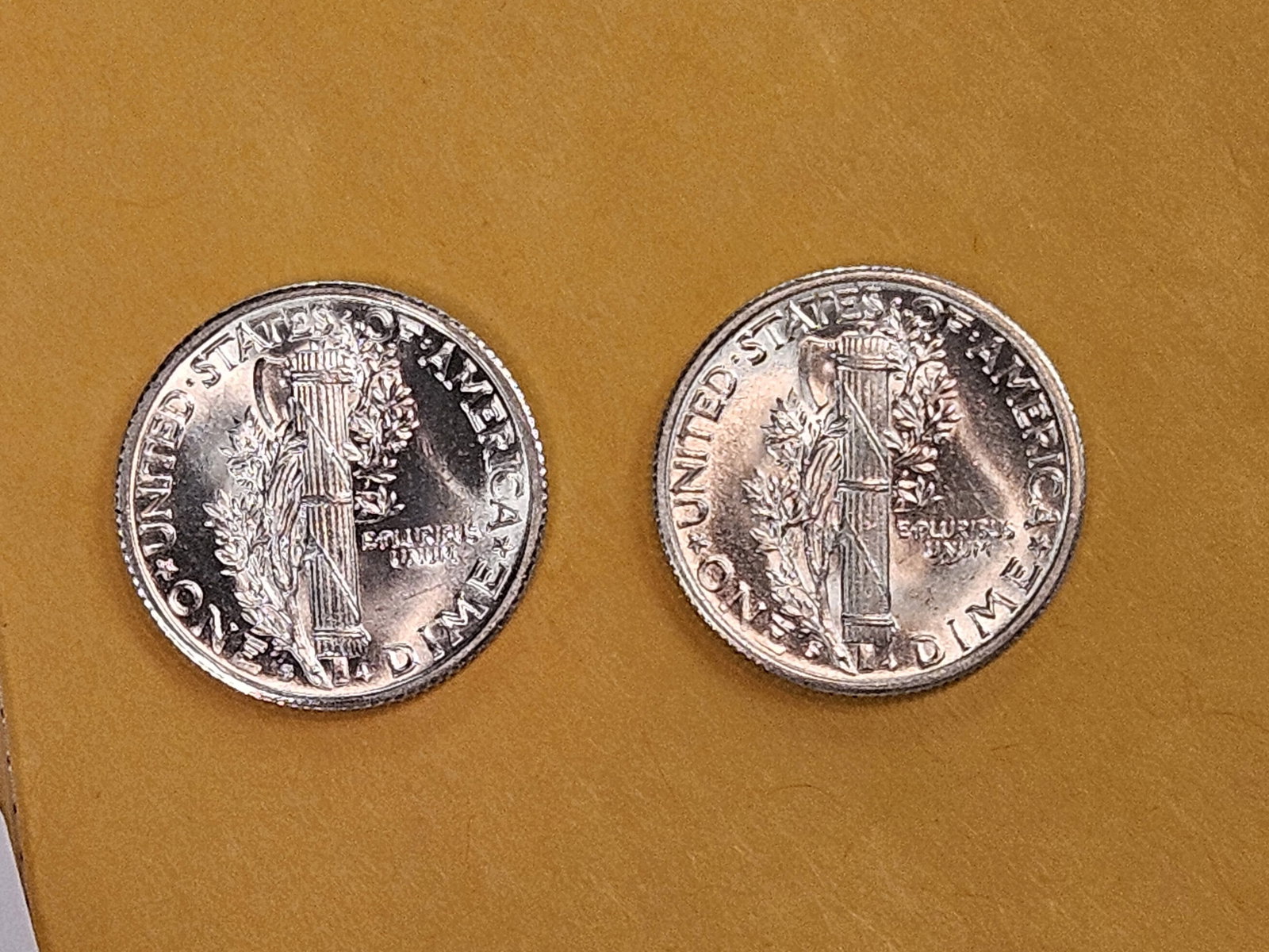 Two GEM Brilliant Uncirculated Mercury Silver Dimes - 5