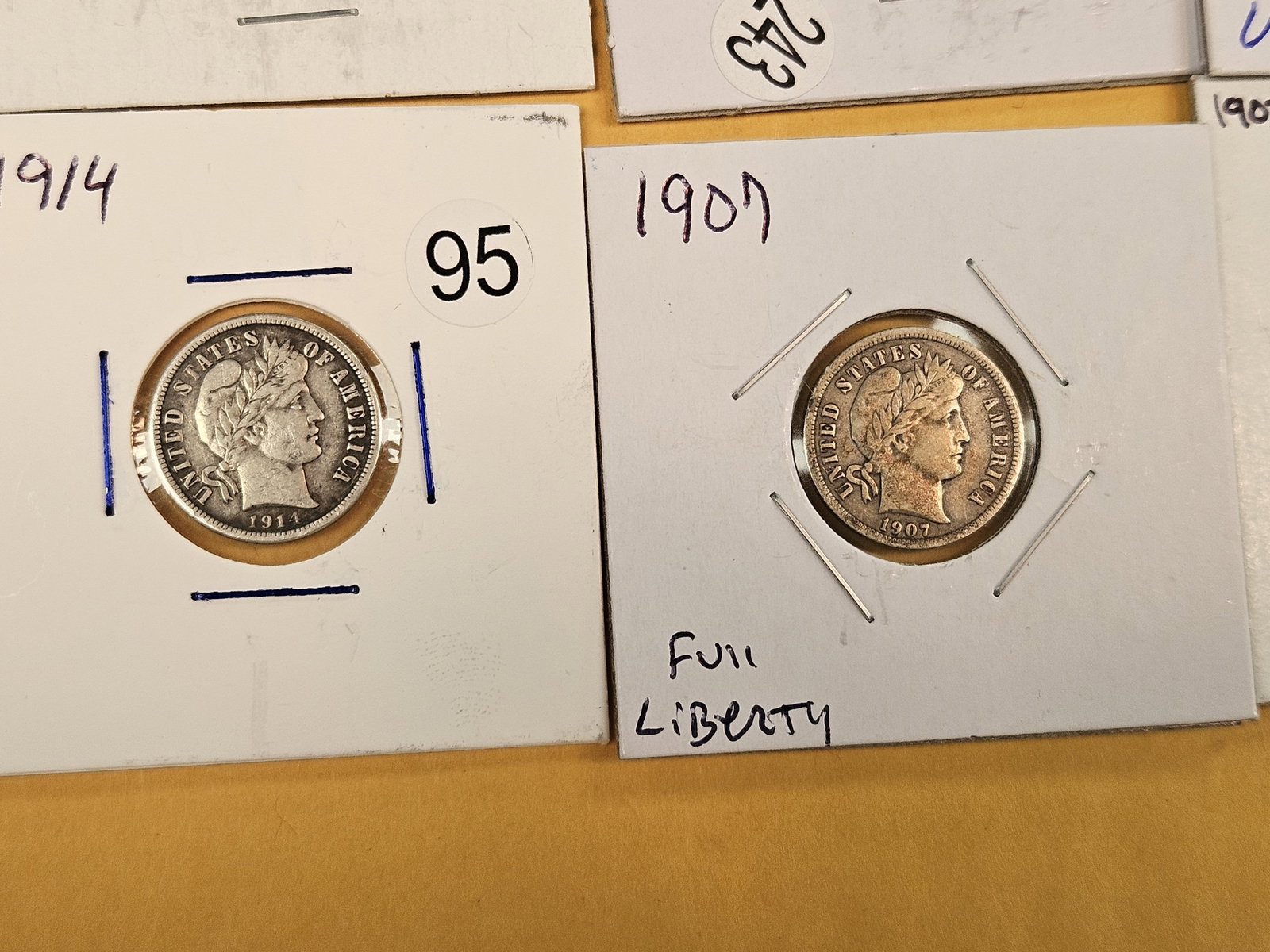 Seven mixed, little better Barber Dimes - 4