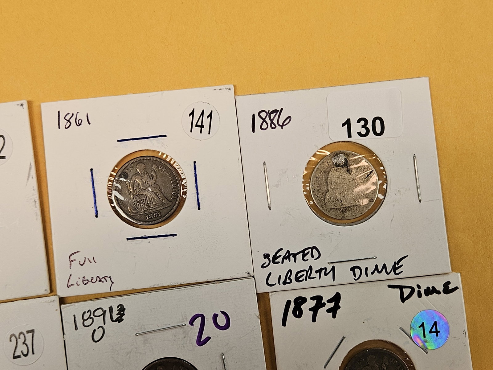 Eight, mixed, silver, Seated Liberty Dimes - 3