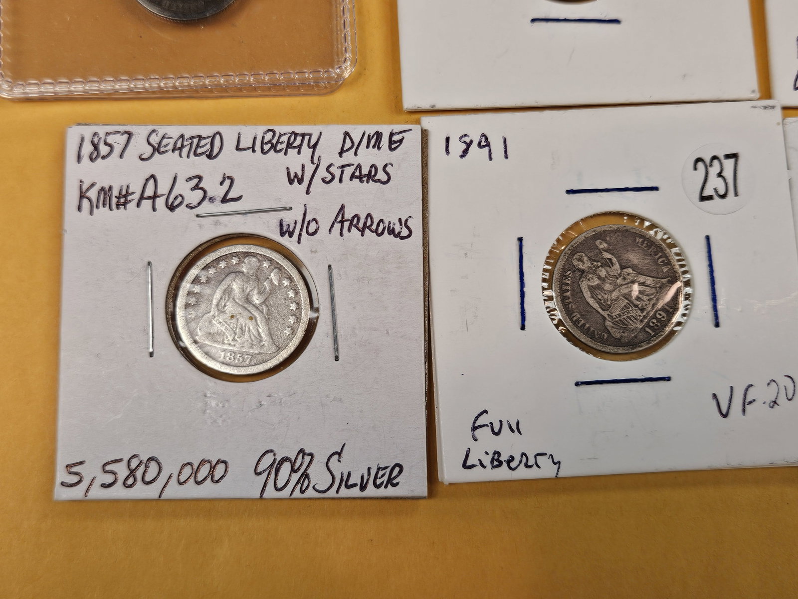 Eight, mixed, silver, Seated Liberty Dimes - 4