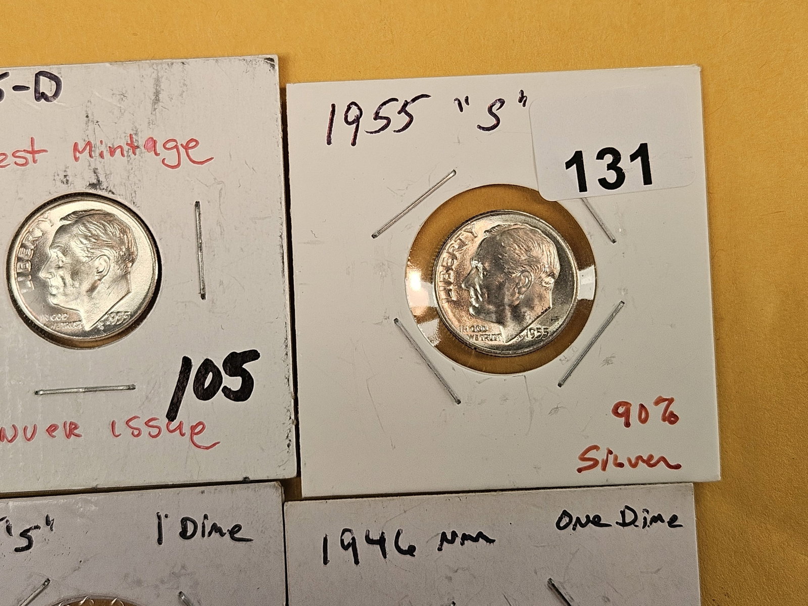 Six, mixed, Brilliant AU and Uncirculated Silver Roosevelt Dimes - 3