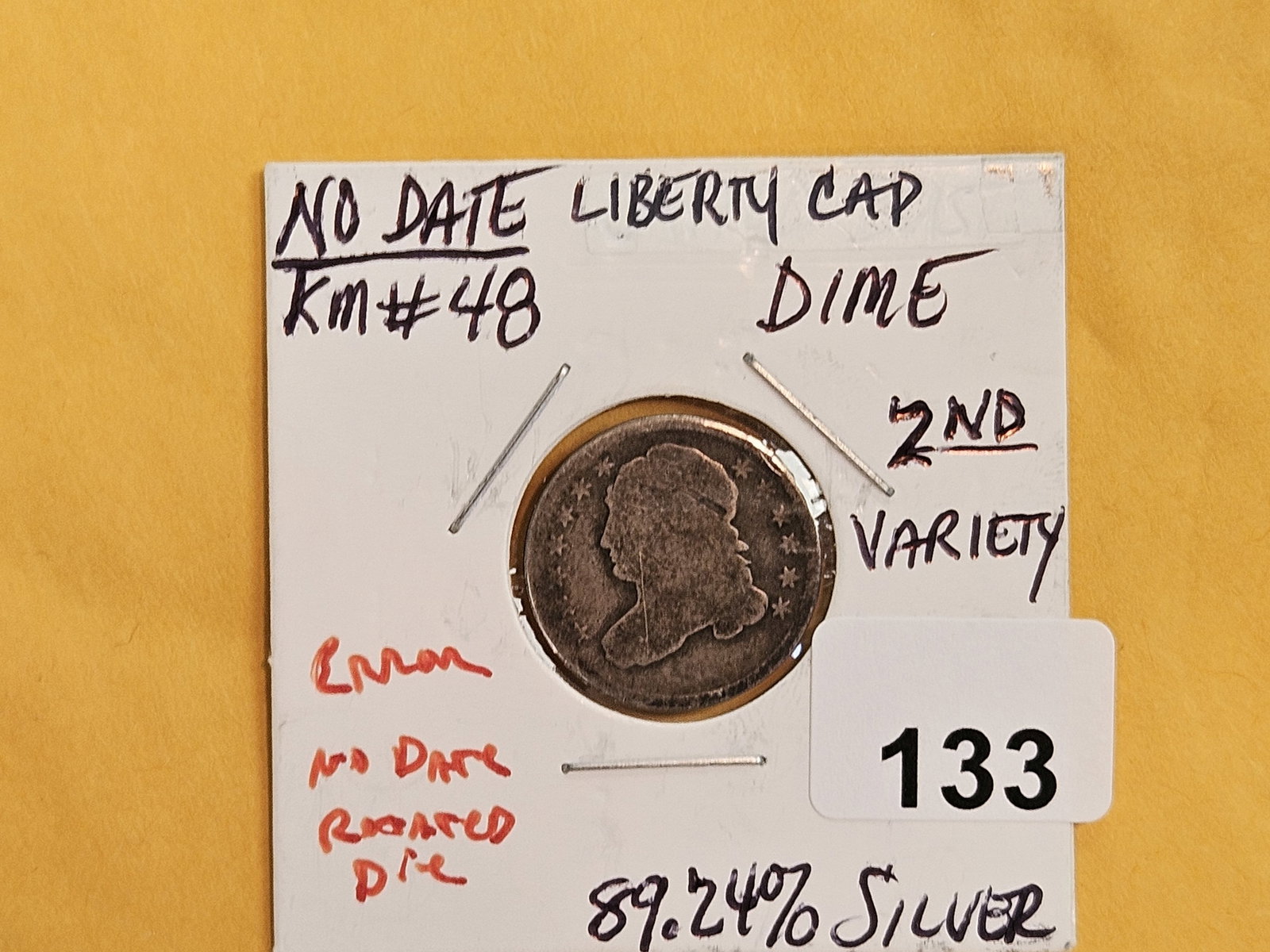 MINT ERROR! Capped Bust Dime struck through - 2
