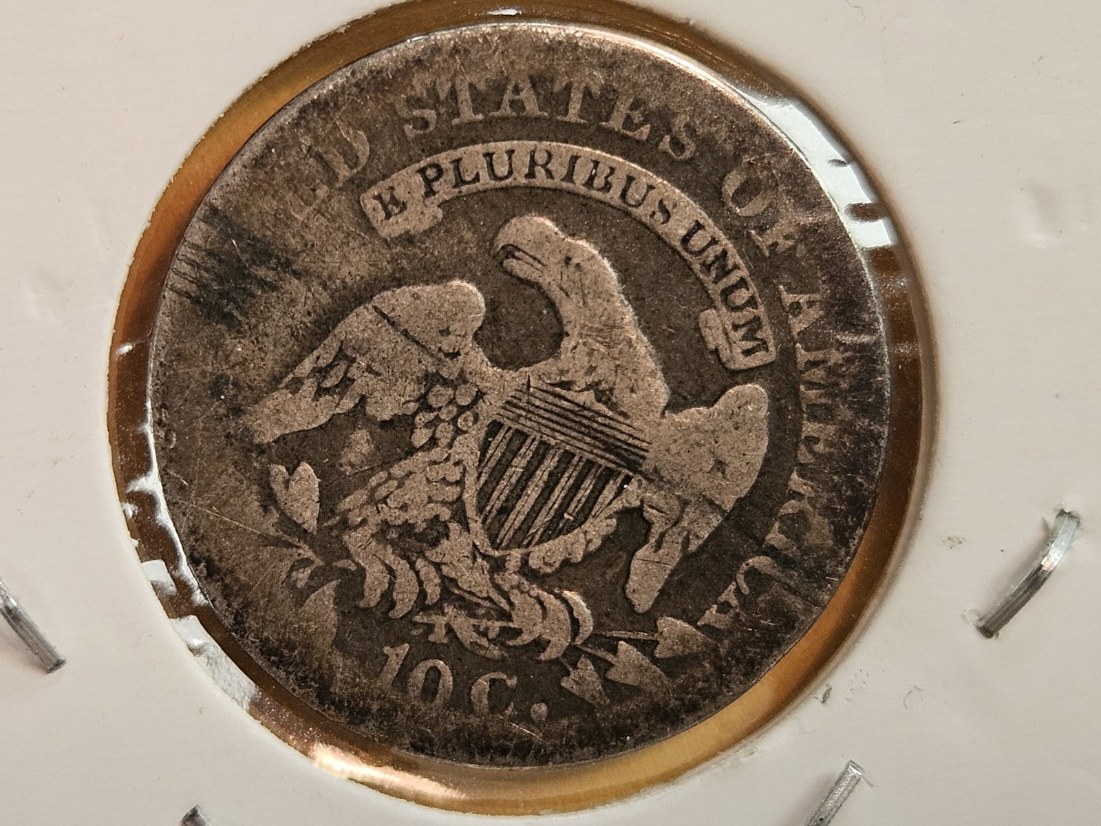 MINT ERROR! Capped Bust Dime struck through - 3