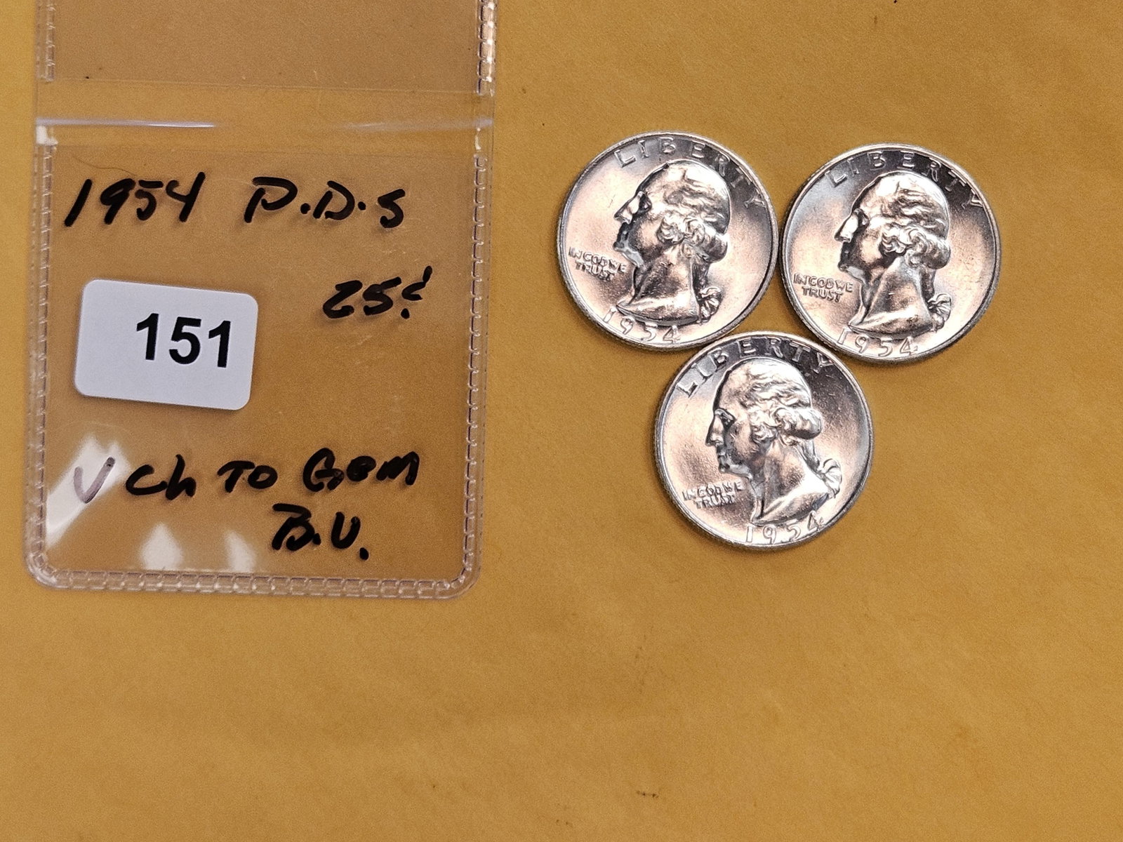 Three Very Choice to GEM Brilliant Uncirculated silver Washington Quarters - 2