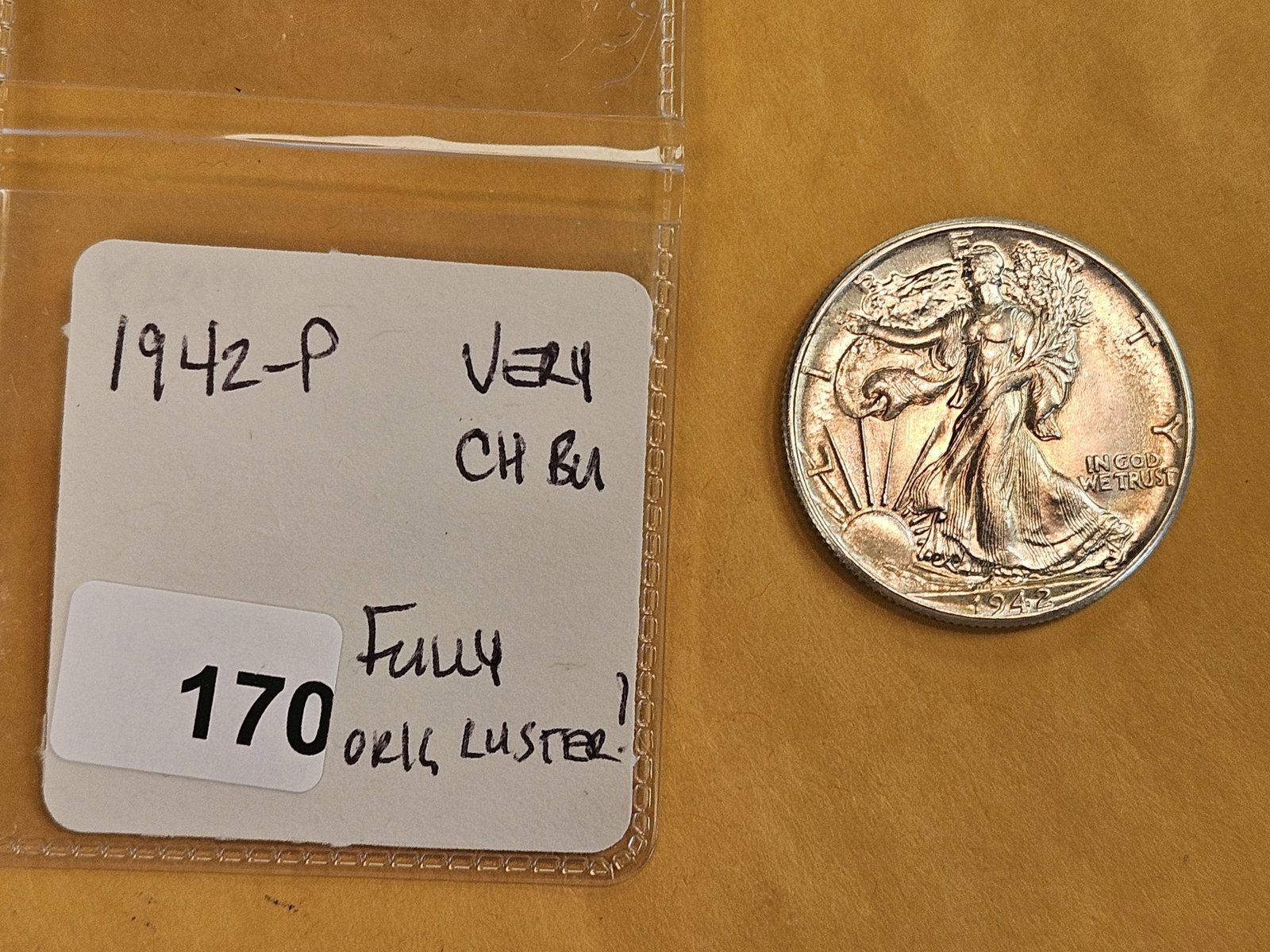 Very Choice Brilliant Uncirculated 1942 Walking Liberty Half Dollar - 2