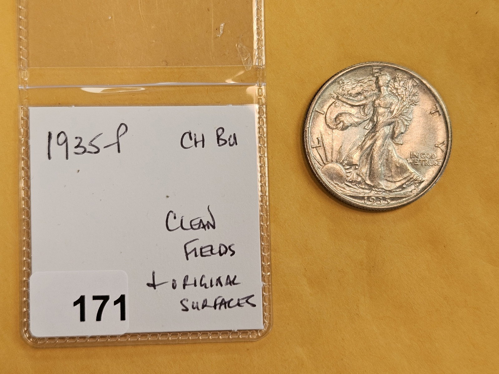 Choice Brilliant Uncirculated Plus 1935 Walking Liberty Half Dollar - 2