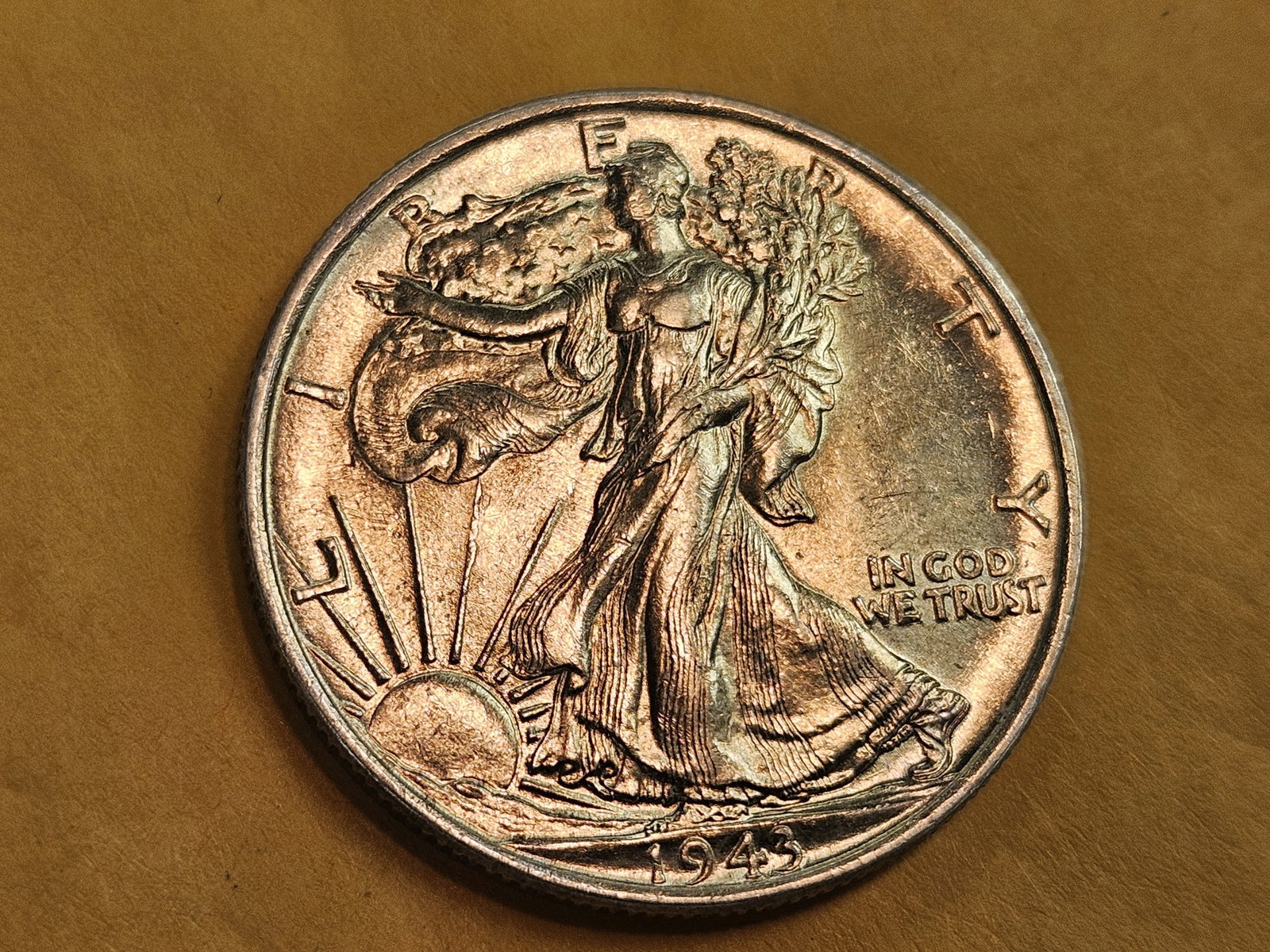 Choice Brilliant Uncirculated Plus 1943 Walking Liberty Half Dollar - 3