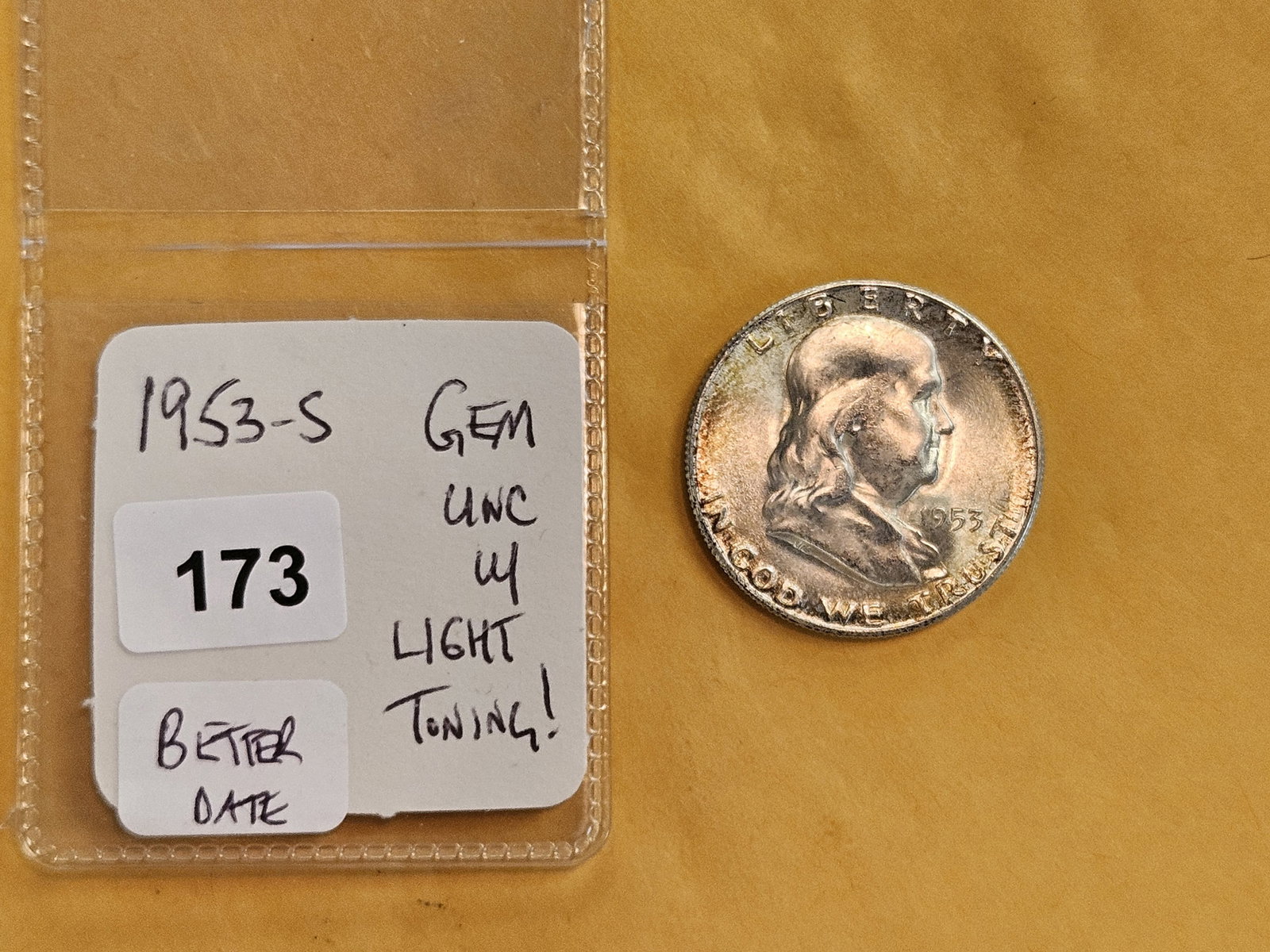 GEM Brilliant Uncirculated 1953-S Franklin Half Dollar - 2