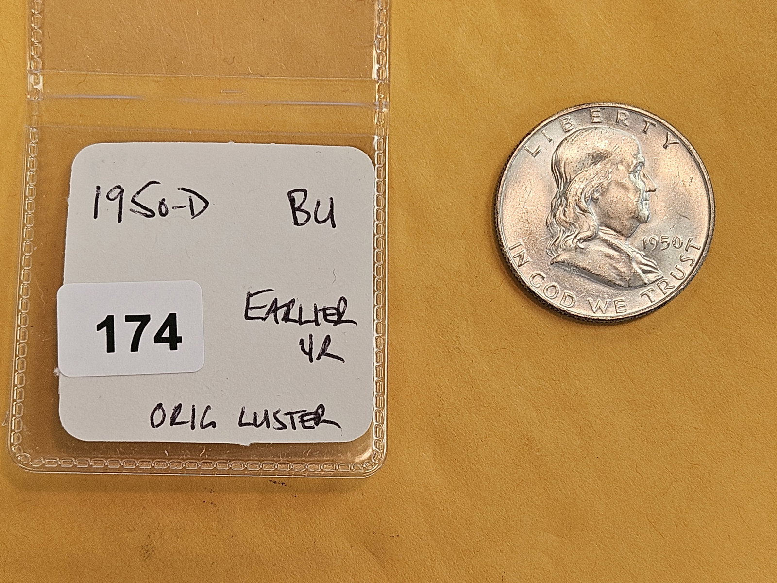 Choice Brilliant Uncirculated 1950-D Franklin Half Dollar - 2